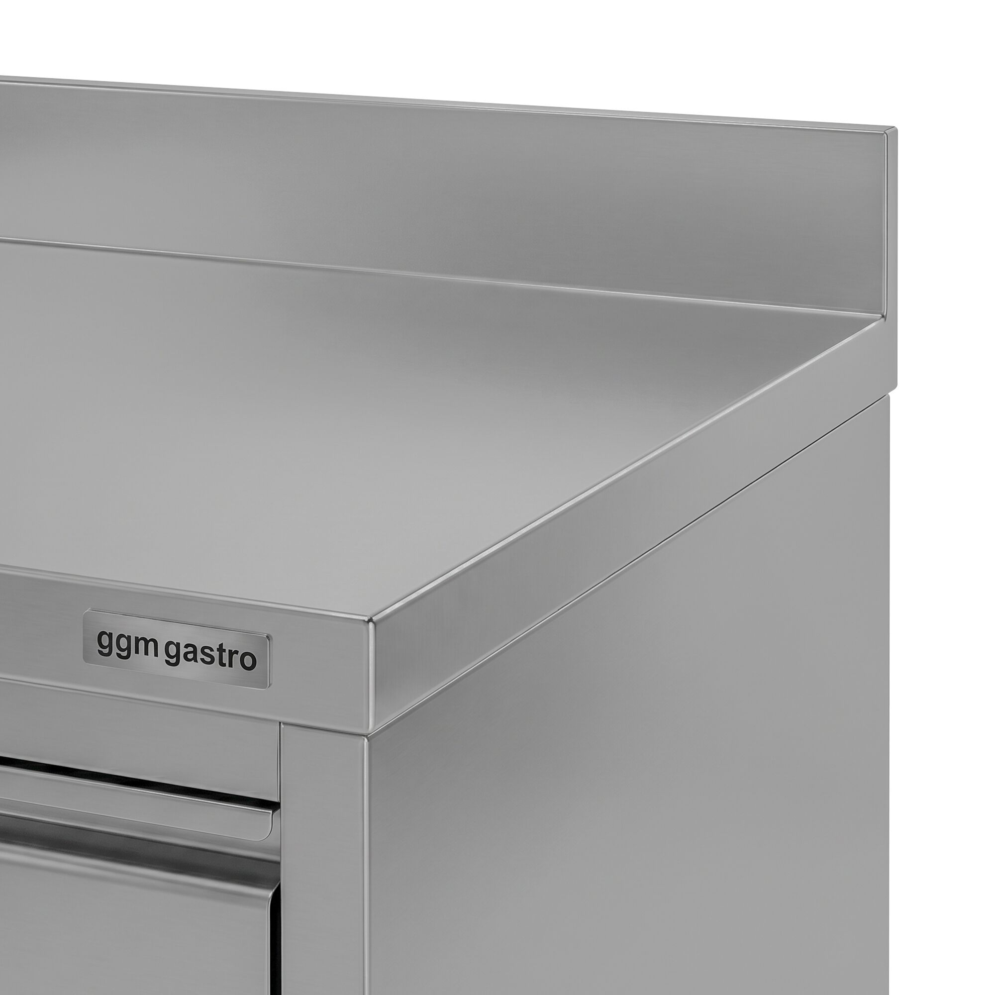 Armoire de travail en acier inoxydable ECO - 1200 x 600 mm - avec rebord - avec 2 tiroirs et une porte coulissante