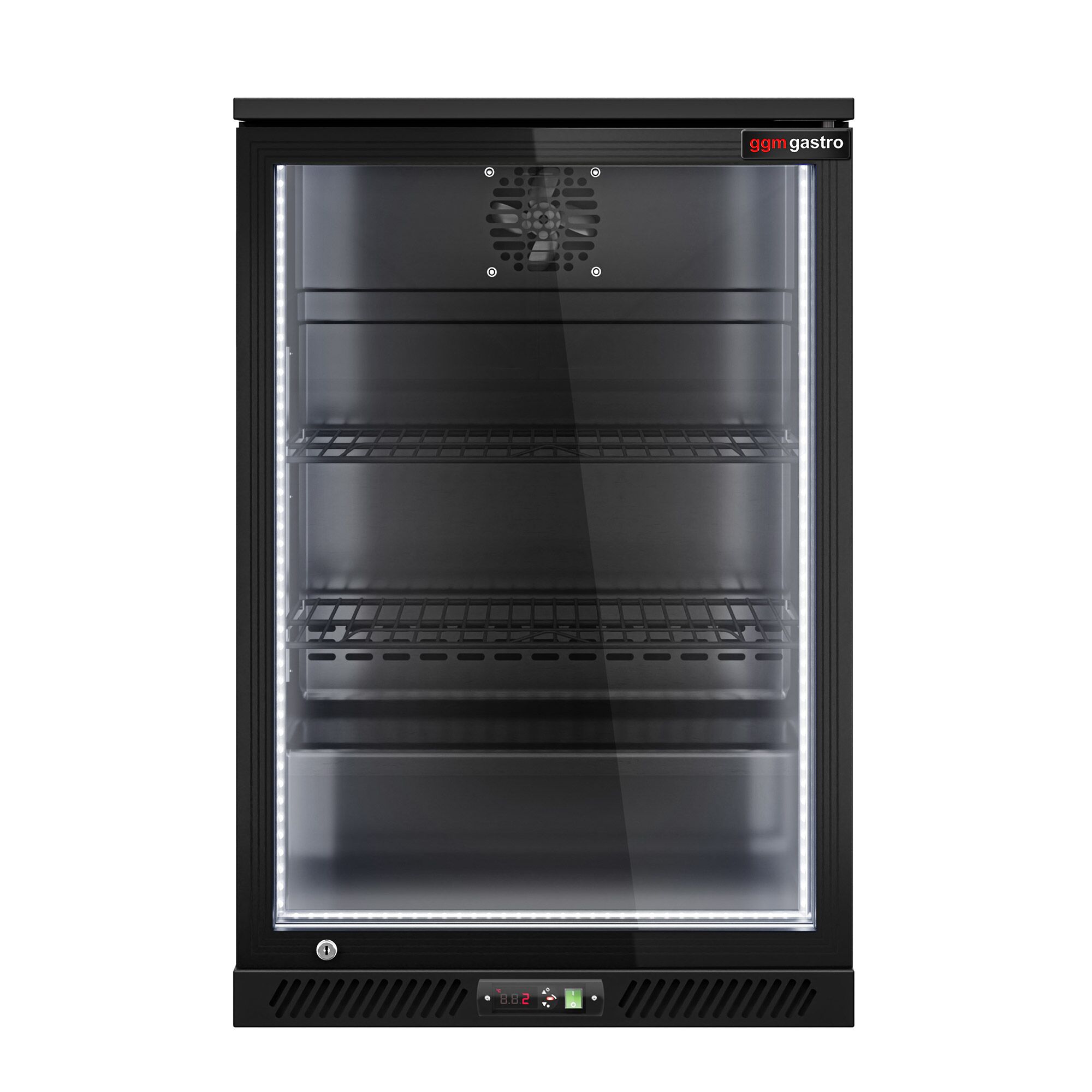 Commercial Back Bar Cooler - 600mm - 126L - with 1 glass hinged door - Black