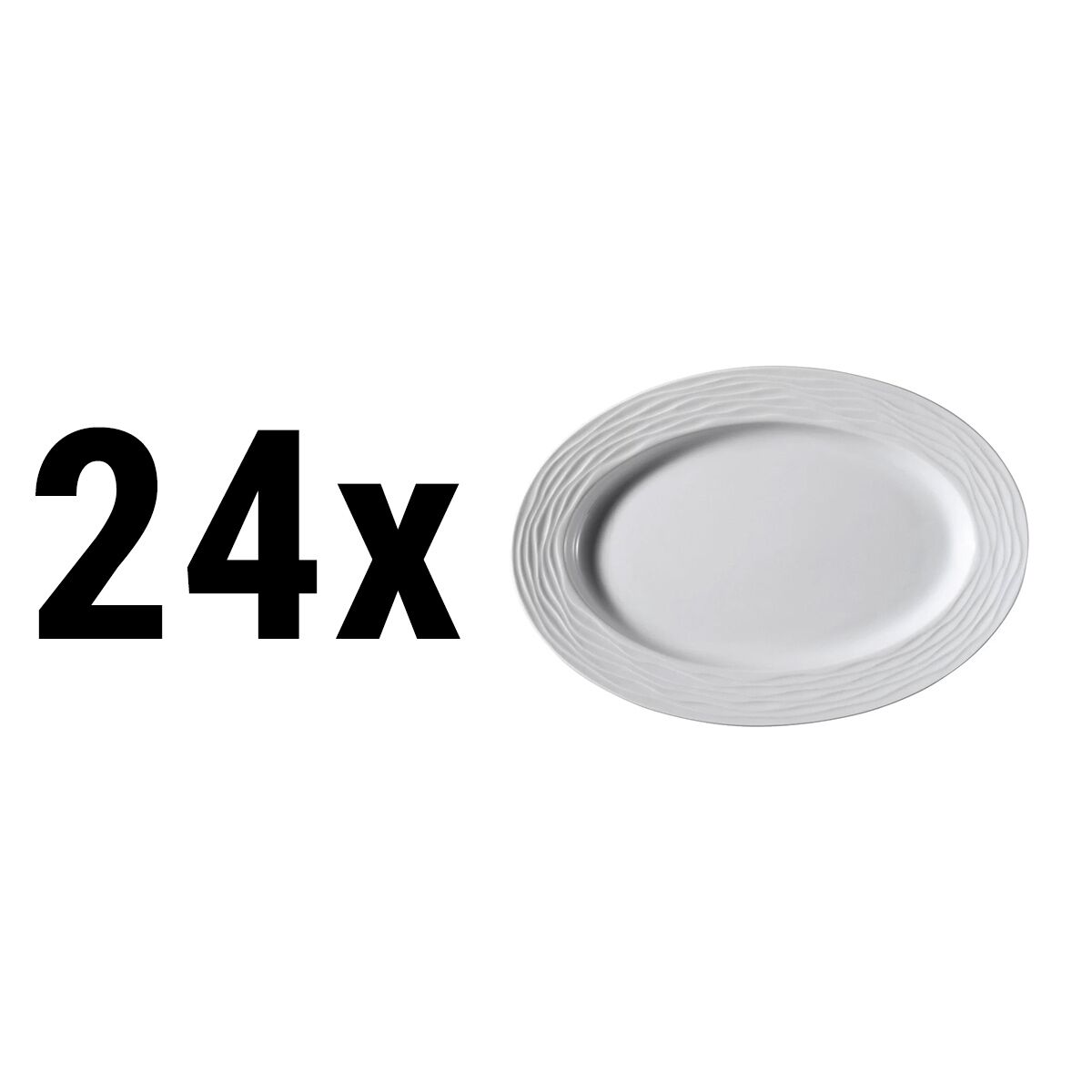 (24 Pièces) SEA WAVE - Plat / Assiette à Döner - Ovale - Longueur : 280 mm - Blanc