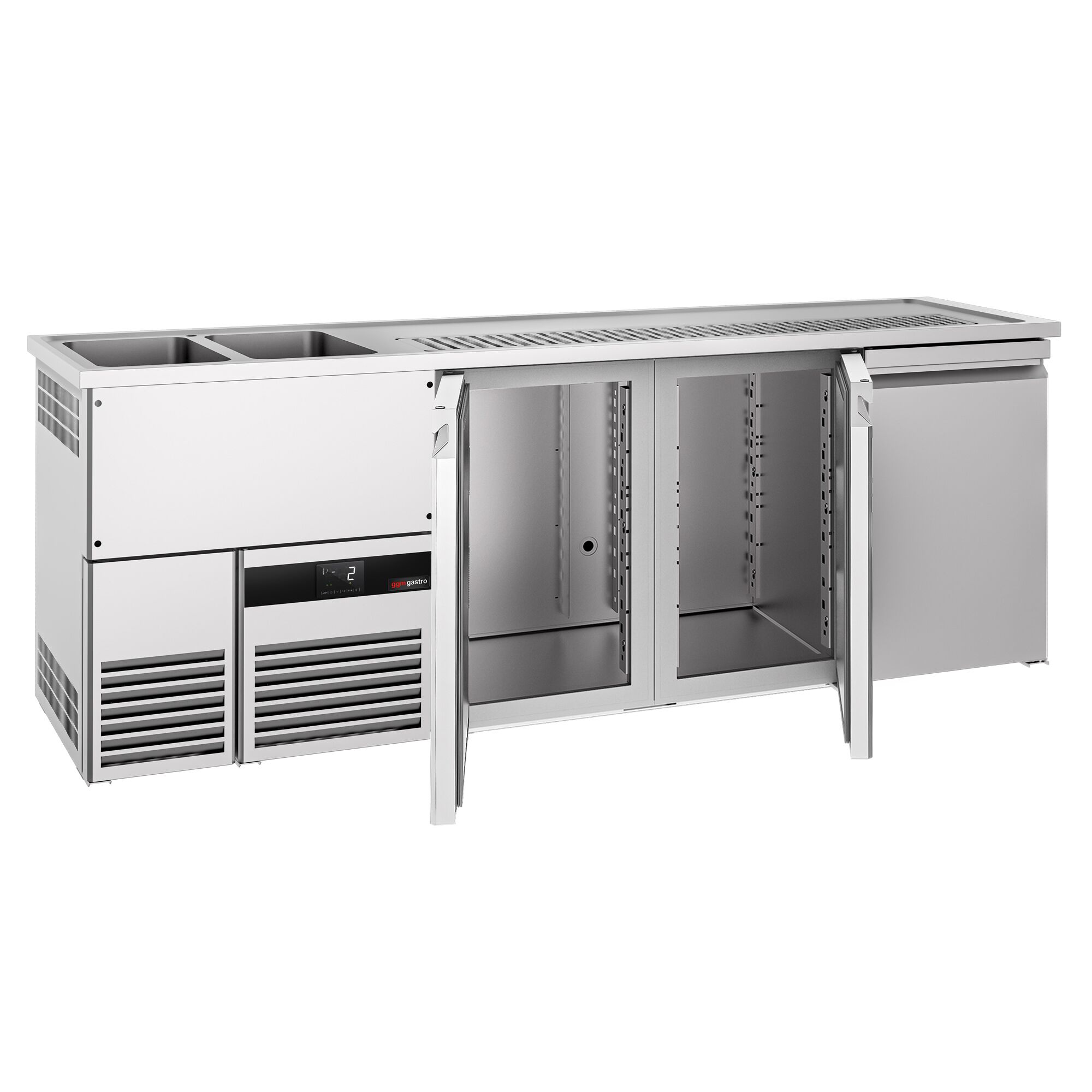 Comptoir de bar réfrigéré PREMIUM - 2500x700mm - 3 portes  