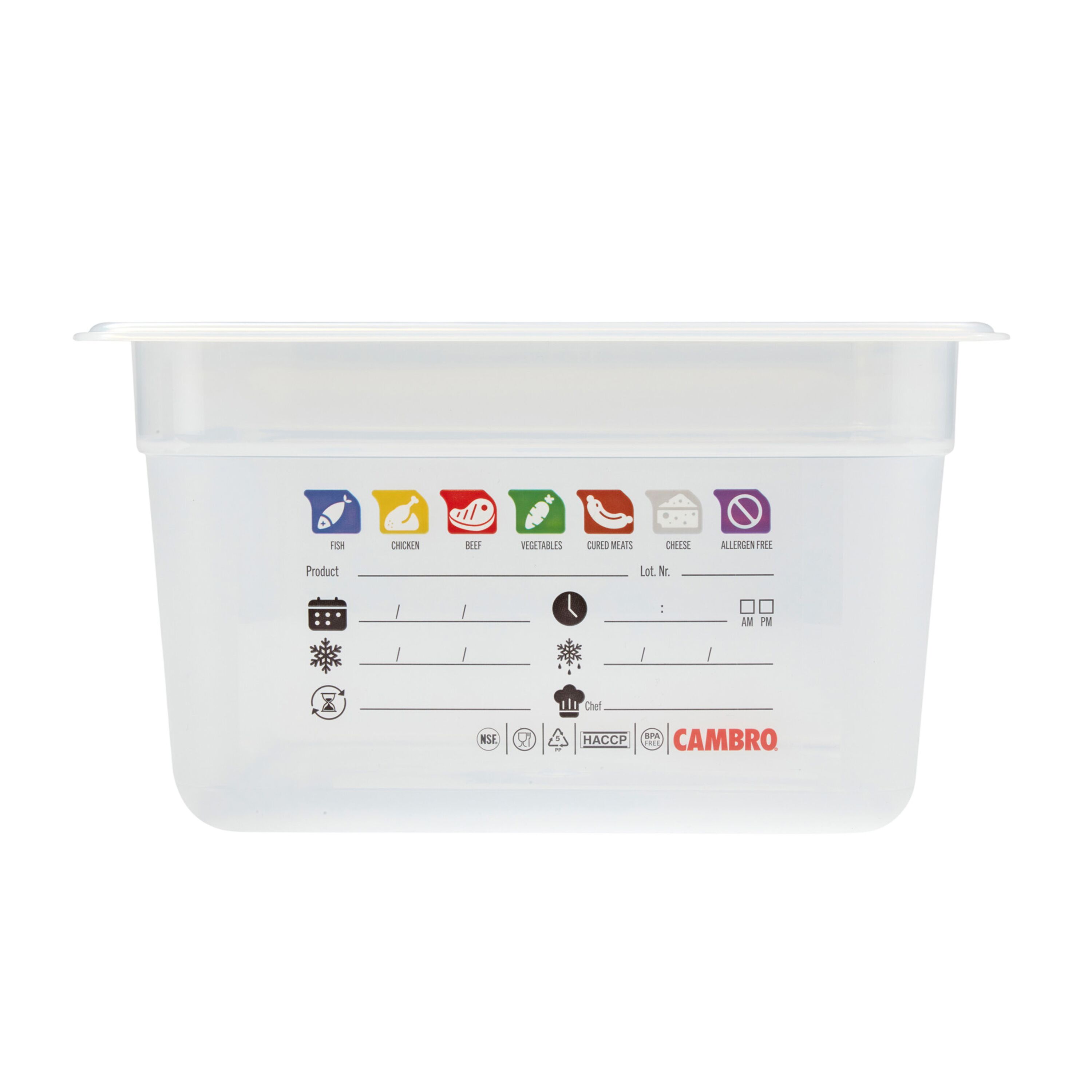 (6 pièces) CAMBRO | SafeTrak - Récipients en polypropylène GN 1/2 - laiteux - Hauteur : 150mm