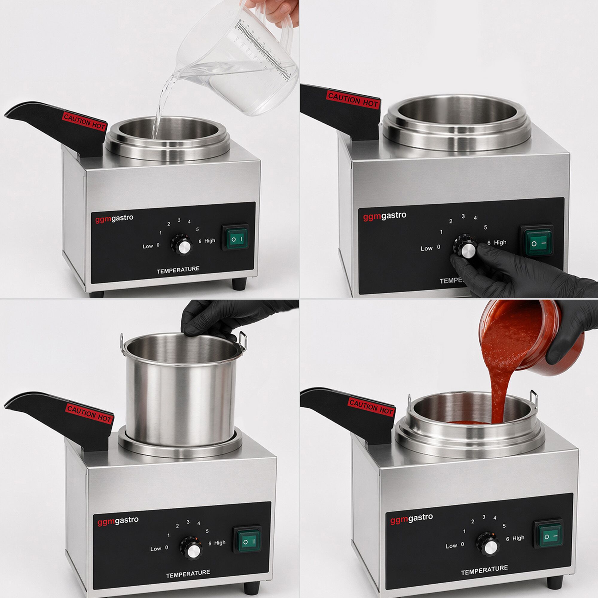 Distributeur de sauces chauffant avec bec verseur chauffant - 550 watts - pour fromage & chocolat