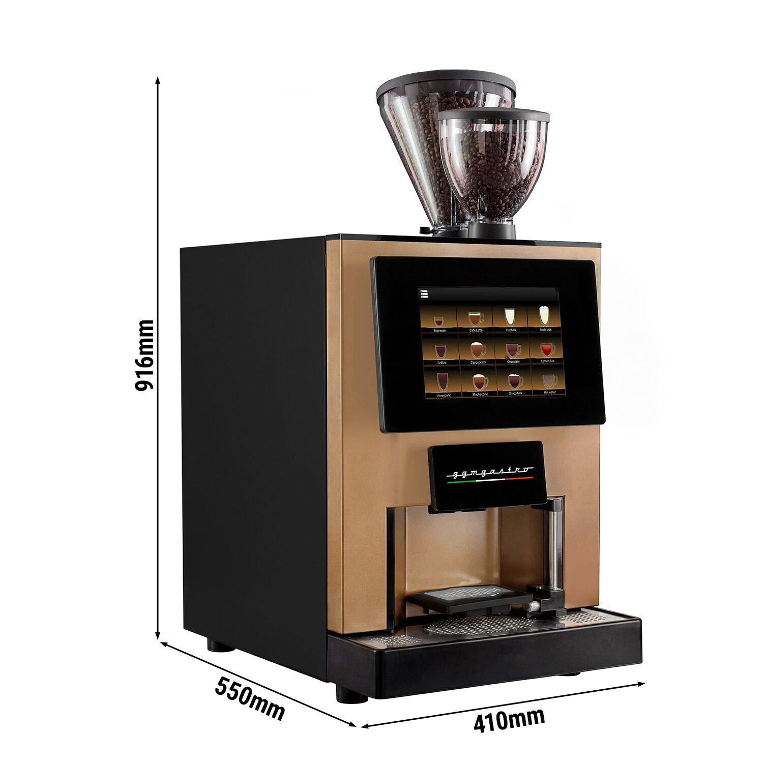 Machine à café automatique - 30 programmes - écran tactile 10 pouces - 2 réservoirs à grains & 3 compartiments à poudre - avec système de lait frais pour 2 types de lait