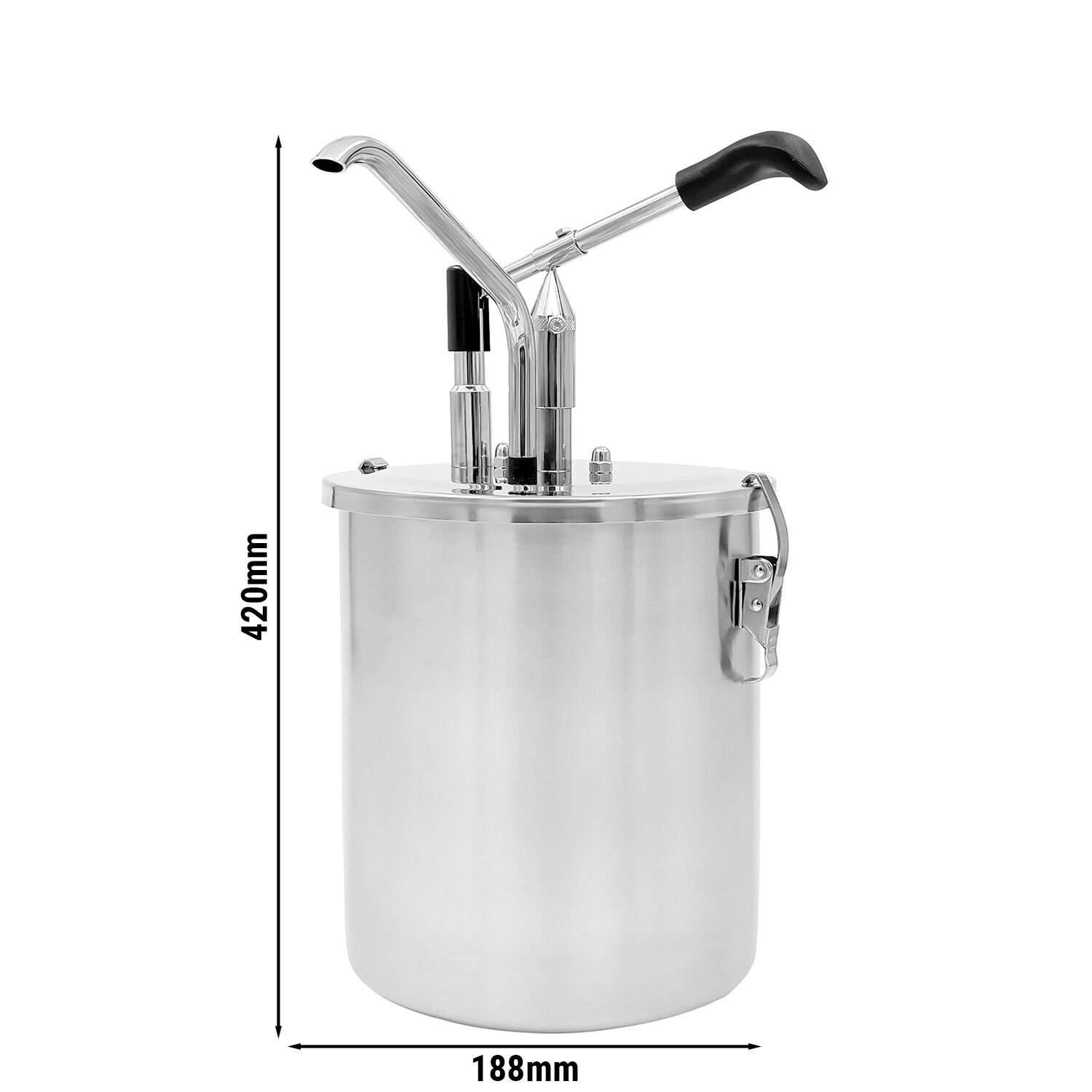 Distributeur de sauce - à levier - dosage réglable - acier inoxydable - 188x420mm - avec cuve - 6L