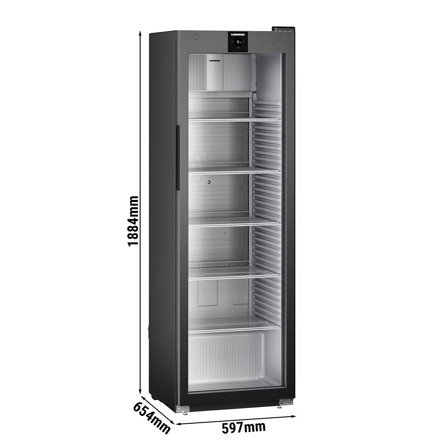 LIEBHERR | Kühlschrank PERFECTION - 400 Liter - Innen Kunststoff - mit 1 Glastür - Schwarz
