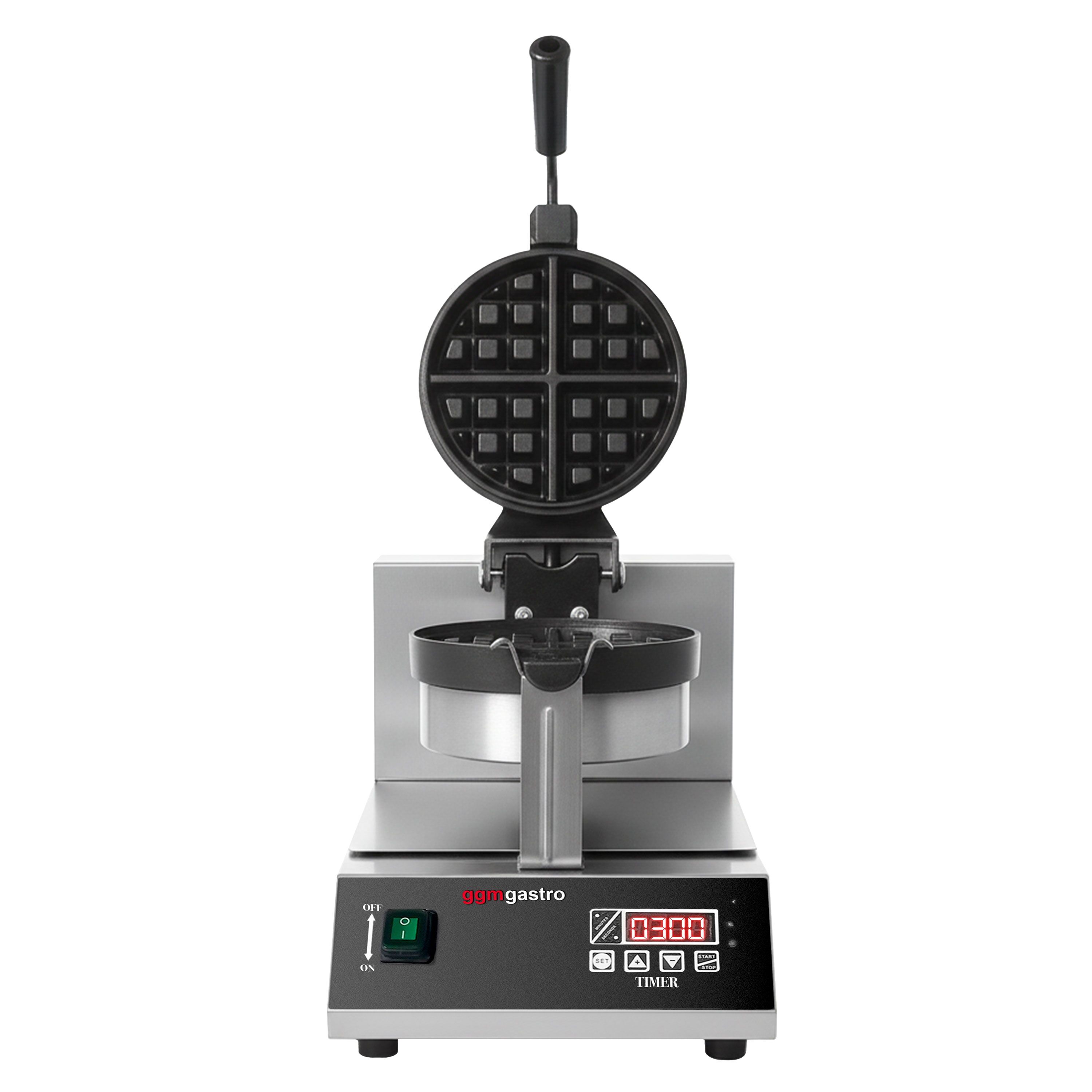 Gaufrier – simple – digital – 1,3 kW – Forme : rond – avec surface de cuisson rotative à 180° & affichage de la température