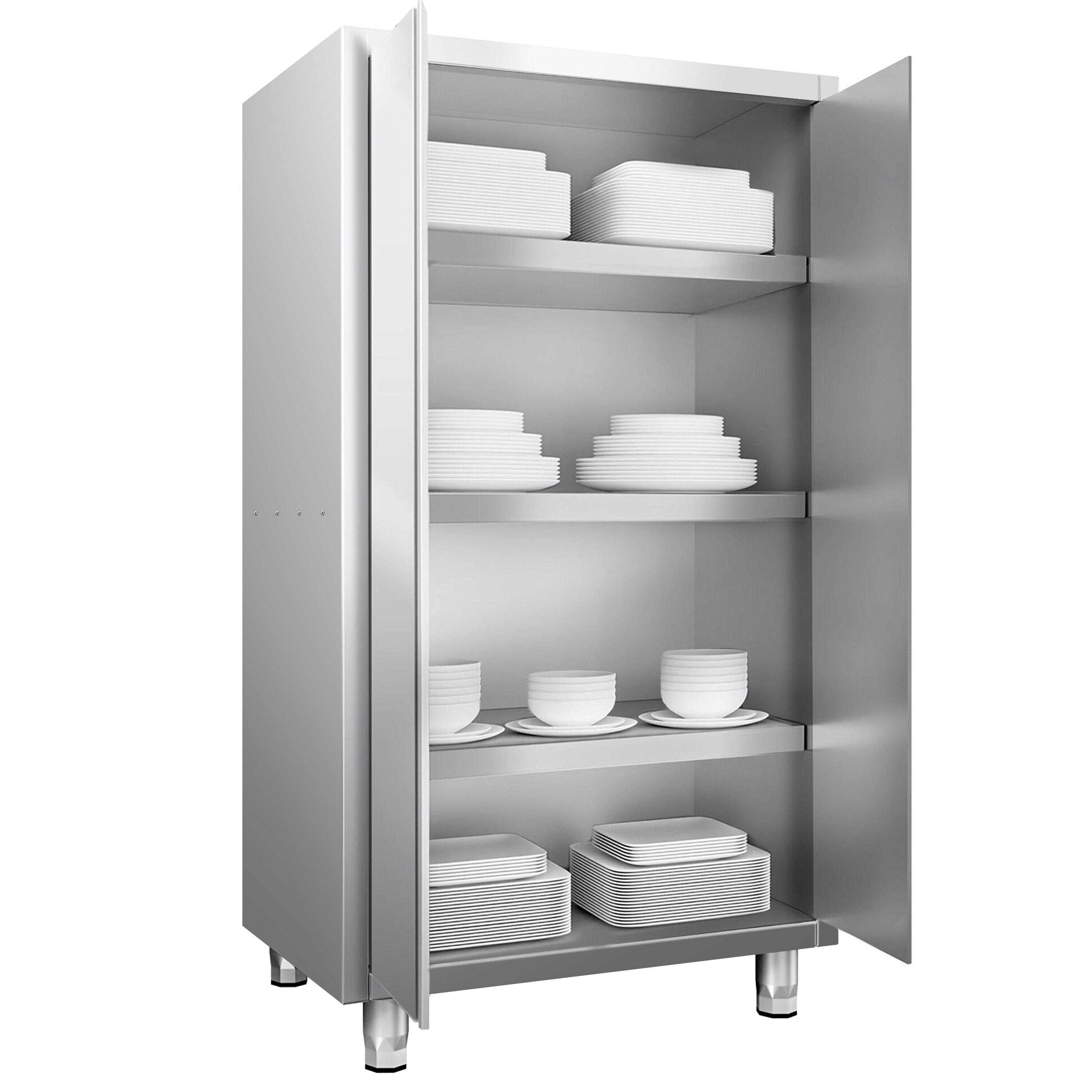 Armoire haute en inox PREMIUM - 1000x600mm - 2 portes battantes - Hauteur: 1800mm