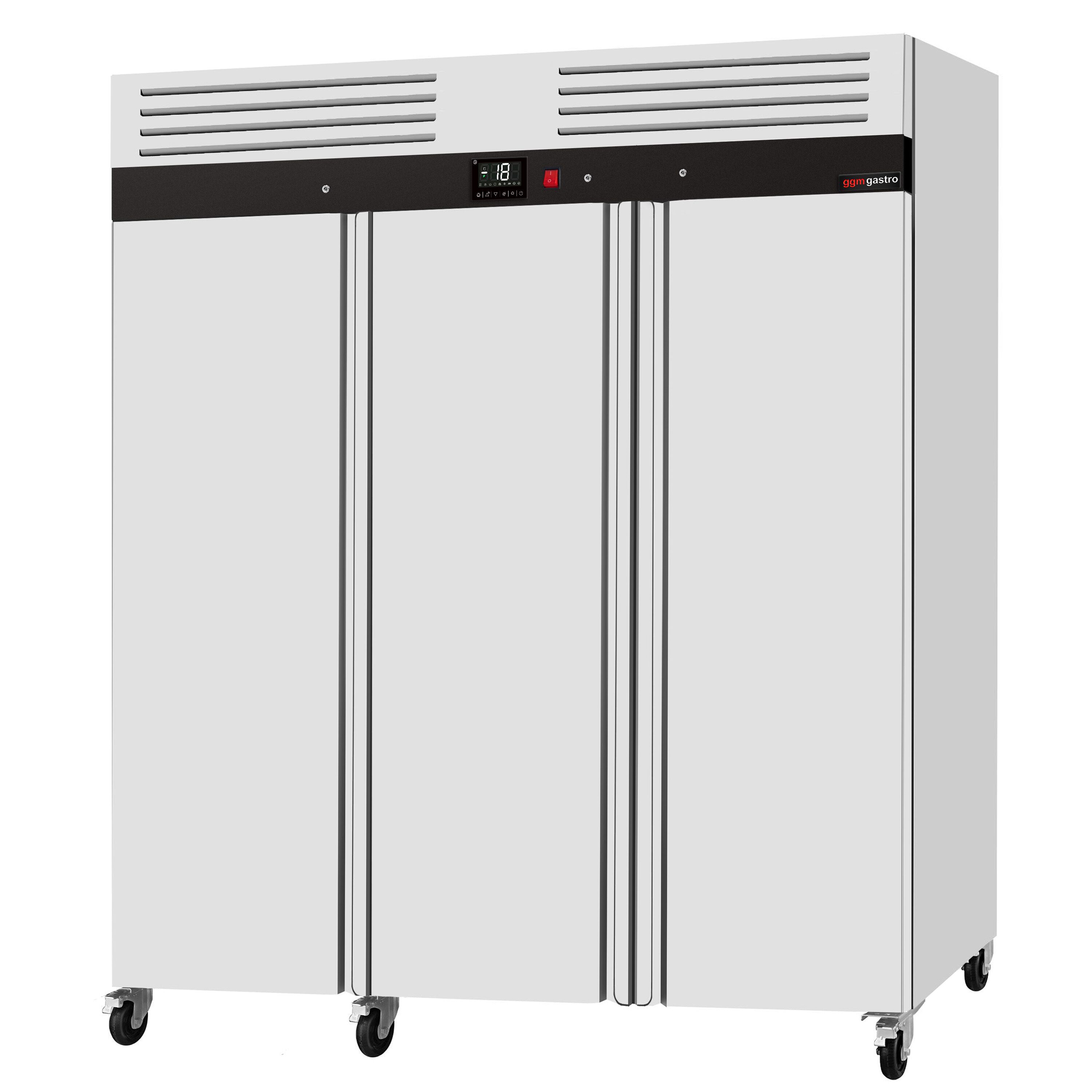 Dik Tip Derin Dondurucu ECO - Paslanmaz Çelik (AISI 430) - 2100L - 3 Kapı & Kilit, Tekerlekler - R290 Soğutucu Gaz