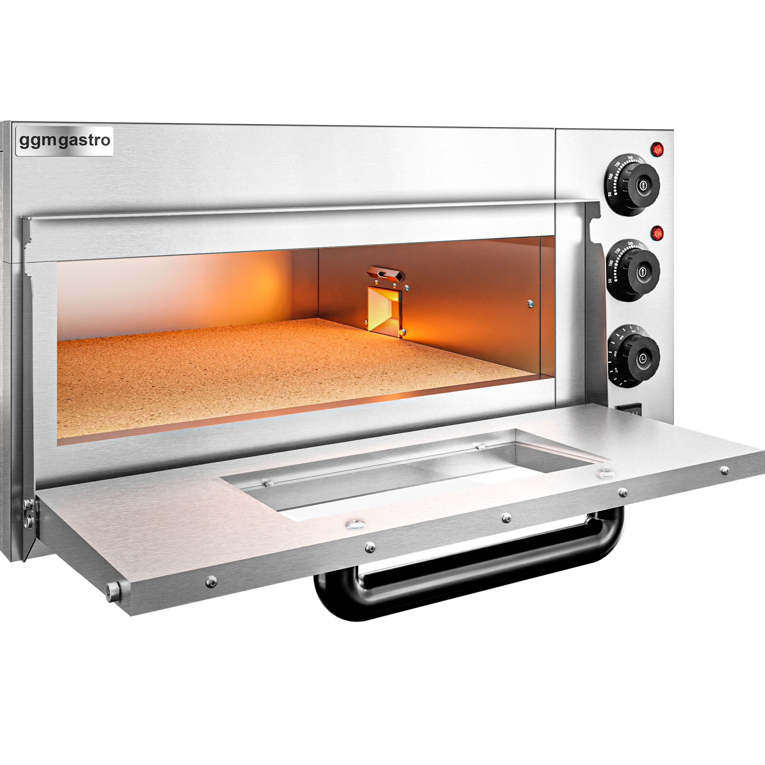 Electric Deck Pizza Oven - Single Deck - Refractory Stone Deck - 4 x Ø 20cm (8") - 230V Single Phase - Mechanical Controls - up to 350°C