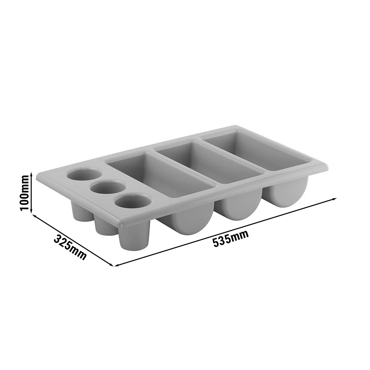 (6 Pièces) Bac à Couverts GN 1/1 - 530 x 325 mm - Polypropylène - 6 Compartiments