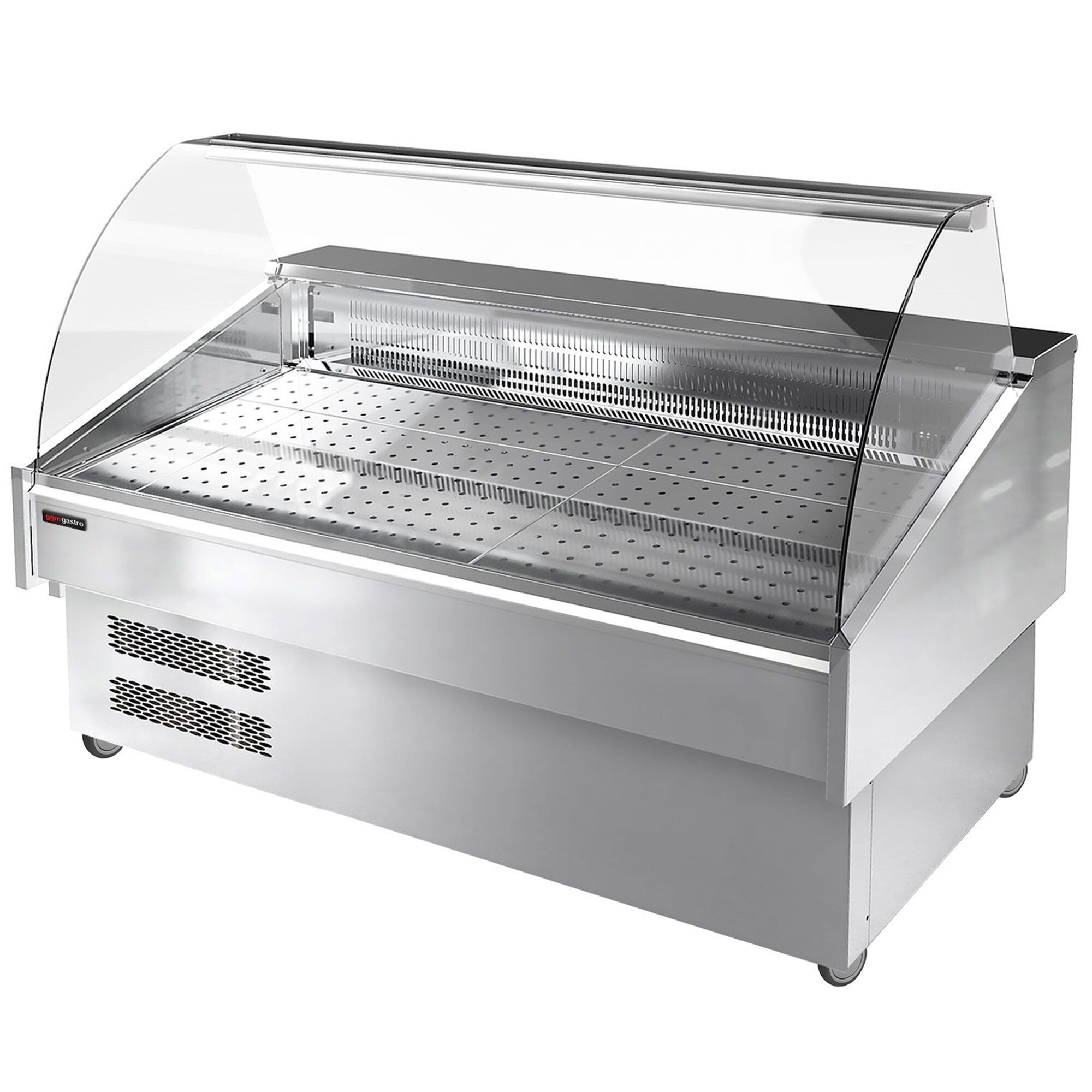Fish Display Counter / Fish Serve Over Counter - 1875mm - curved front glass - LED lighting - with wheels