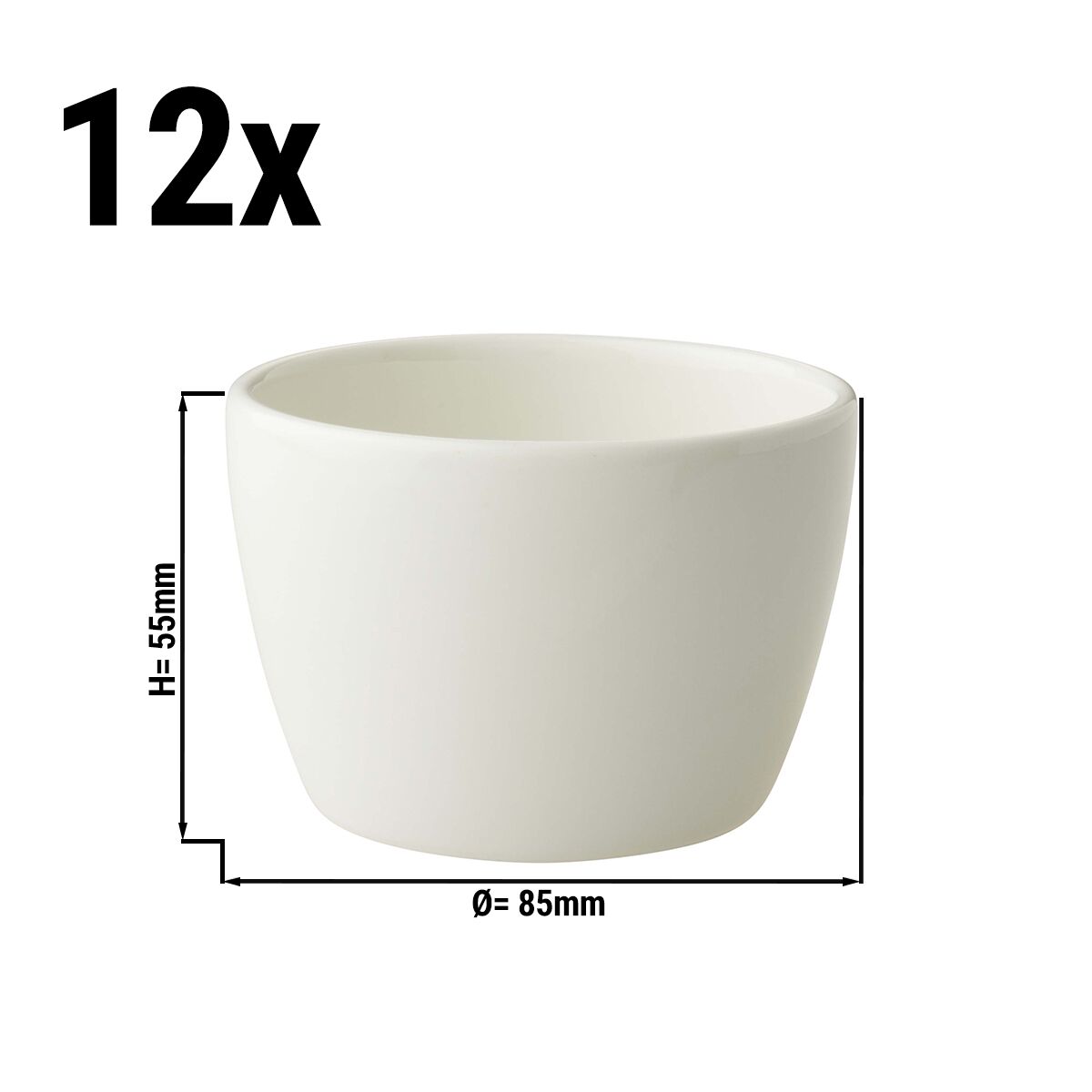 (12 pcs) Coupe - LUX - Maastricht - Porcelaine - 18cl - Ø 85mm - Ivoire