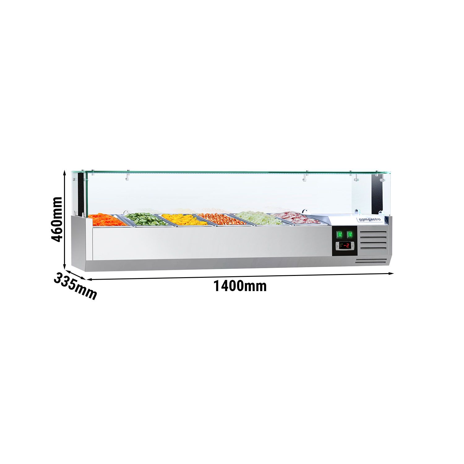 Vitrine Réfrigérée à Ingrédients PREMIUM avec éclairage LED - 1400x335mm - 6x GN 1/4