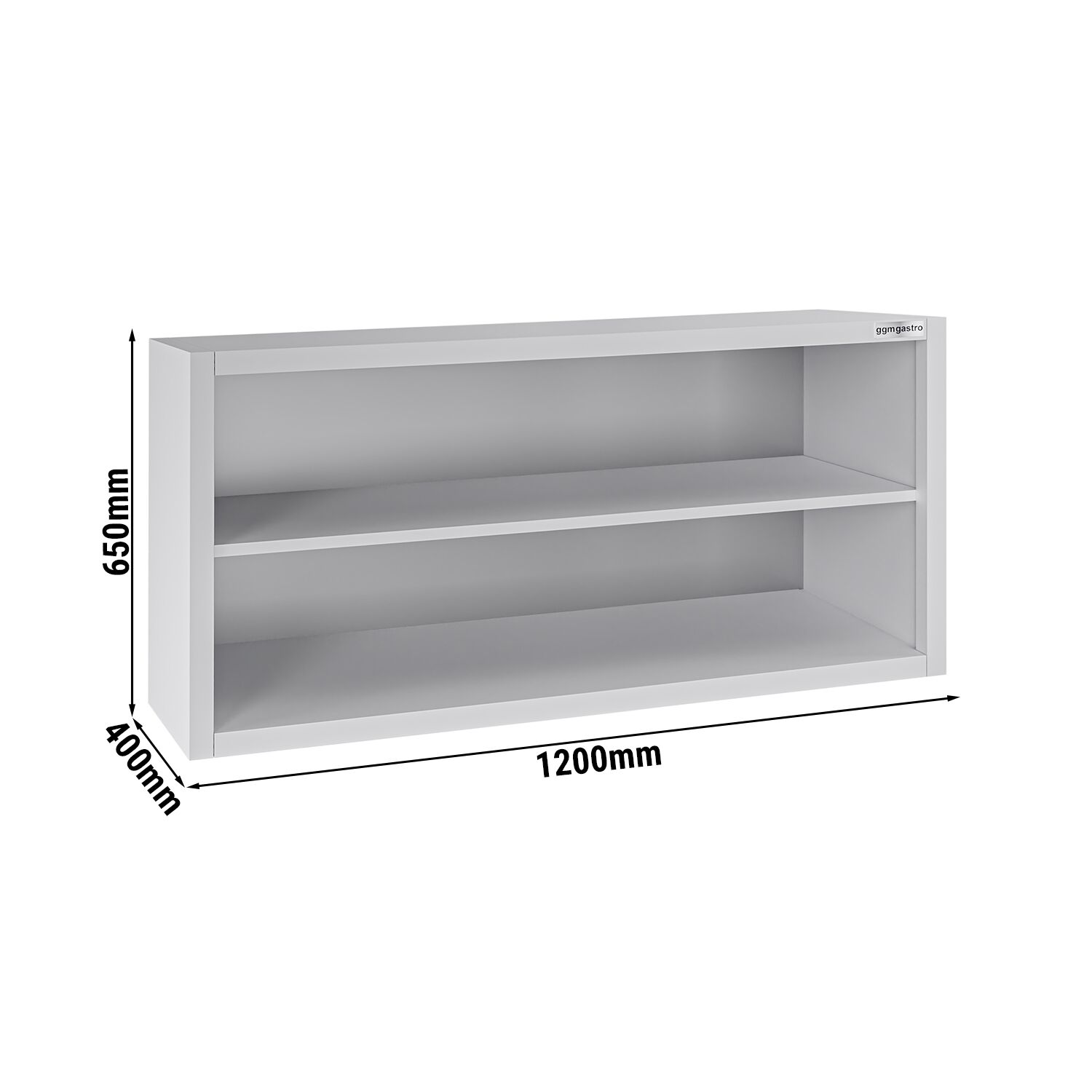 Armoire murale en acier inoxydable ECO - 1200x400mm - sans portes (ouvert) - 650mm de haut