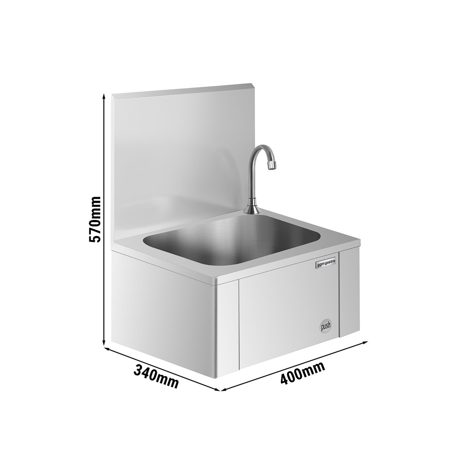 Lave-mains - Acier inoxydable - avec commande fémorale (raccordements eau froide & eau chaude)