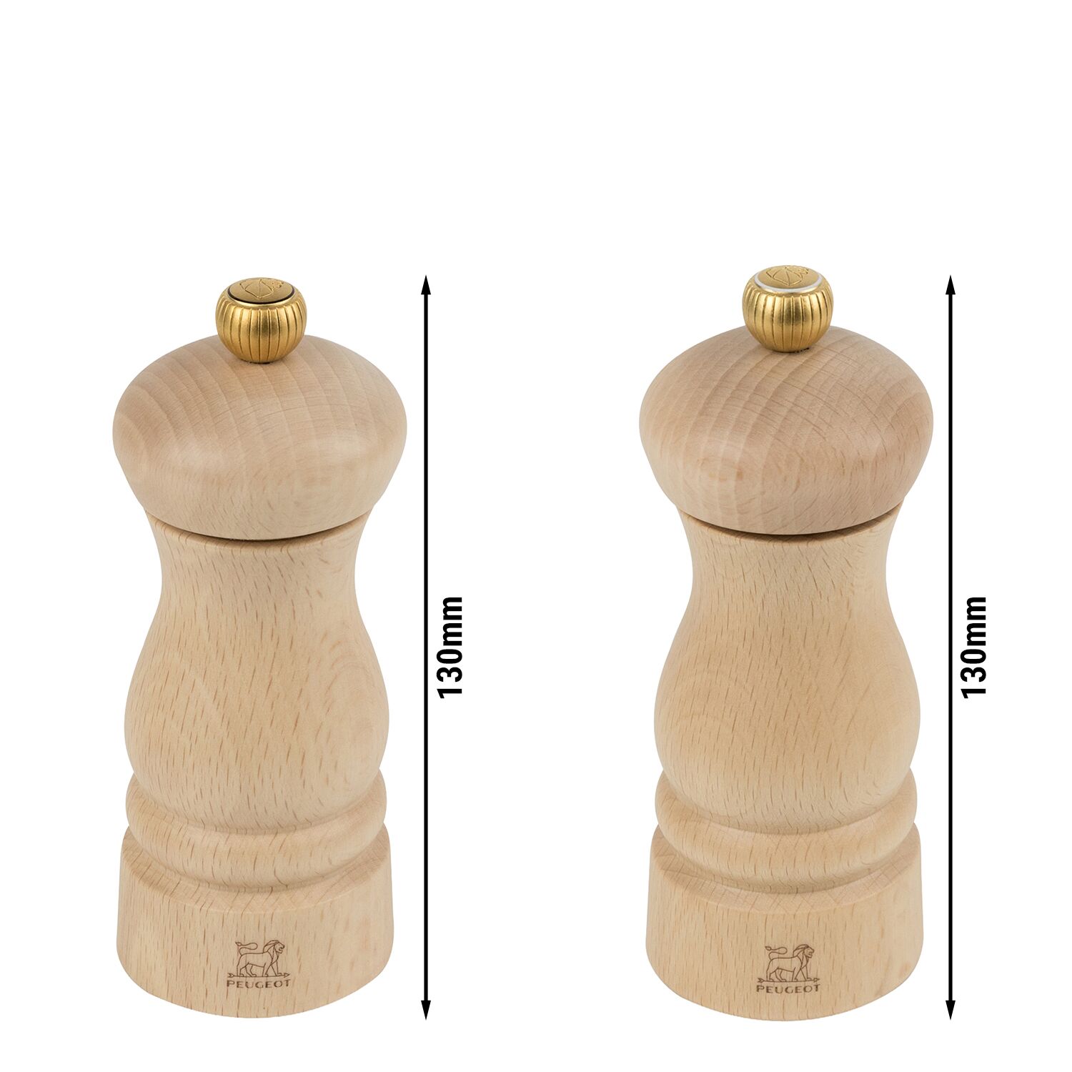 (6 pièces) PEUGEOT | CLERMONT - Moulin à sel & à poivre - Bois - Naturel - Hauteur : 130 mm