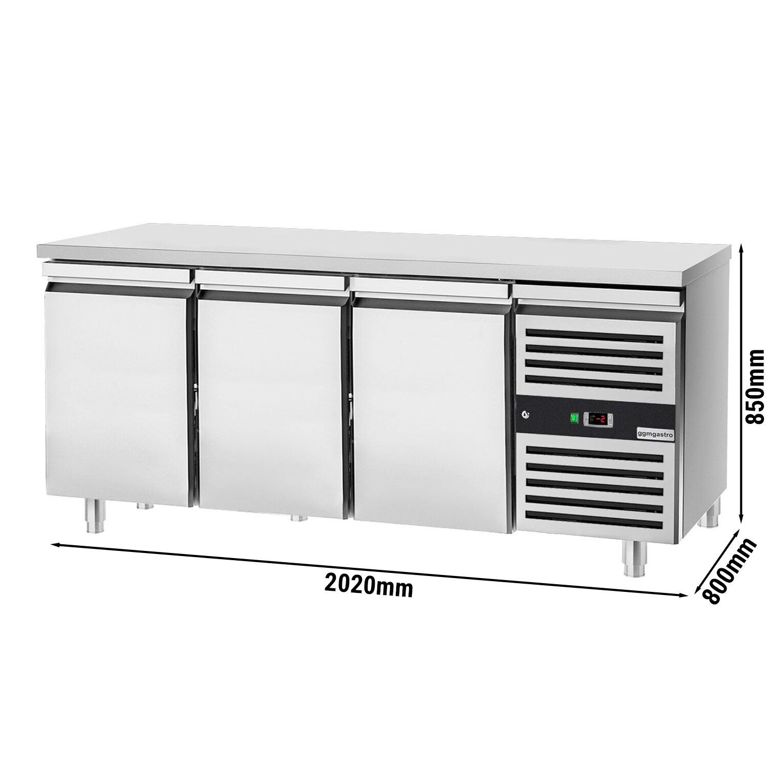 Table réfrigérée de boulangerie PREMIUM - 2000x800 mm - avec 3 portes