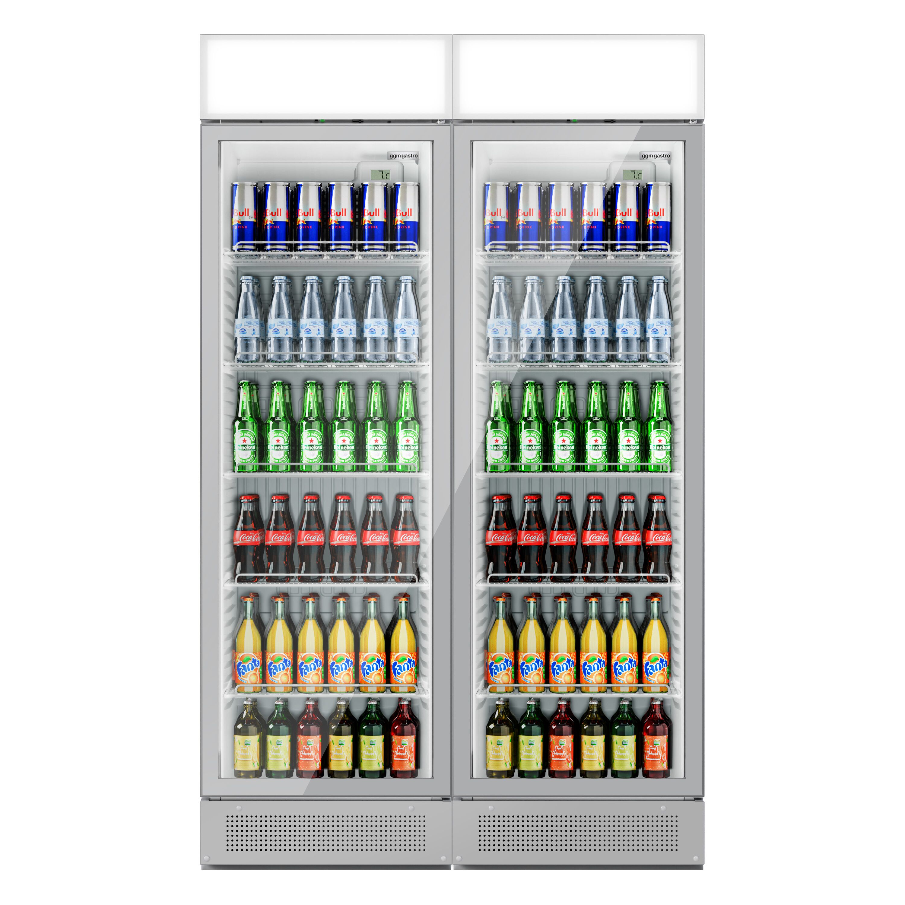 (2 pièces) Vitrine réfrigérée à boissons - 690 litres - design sans cadre - avec 2 portes vitrées et écran publicitaire