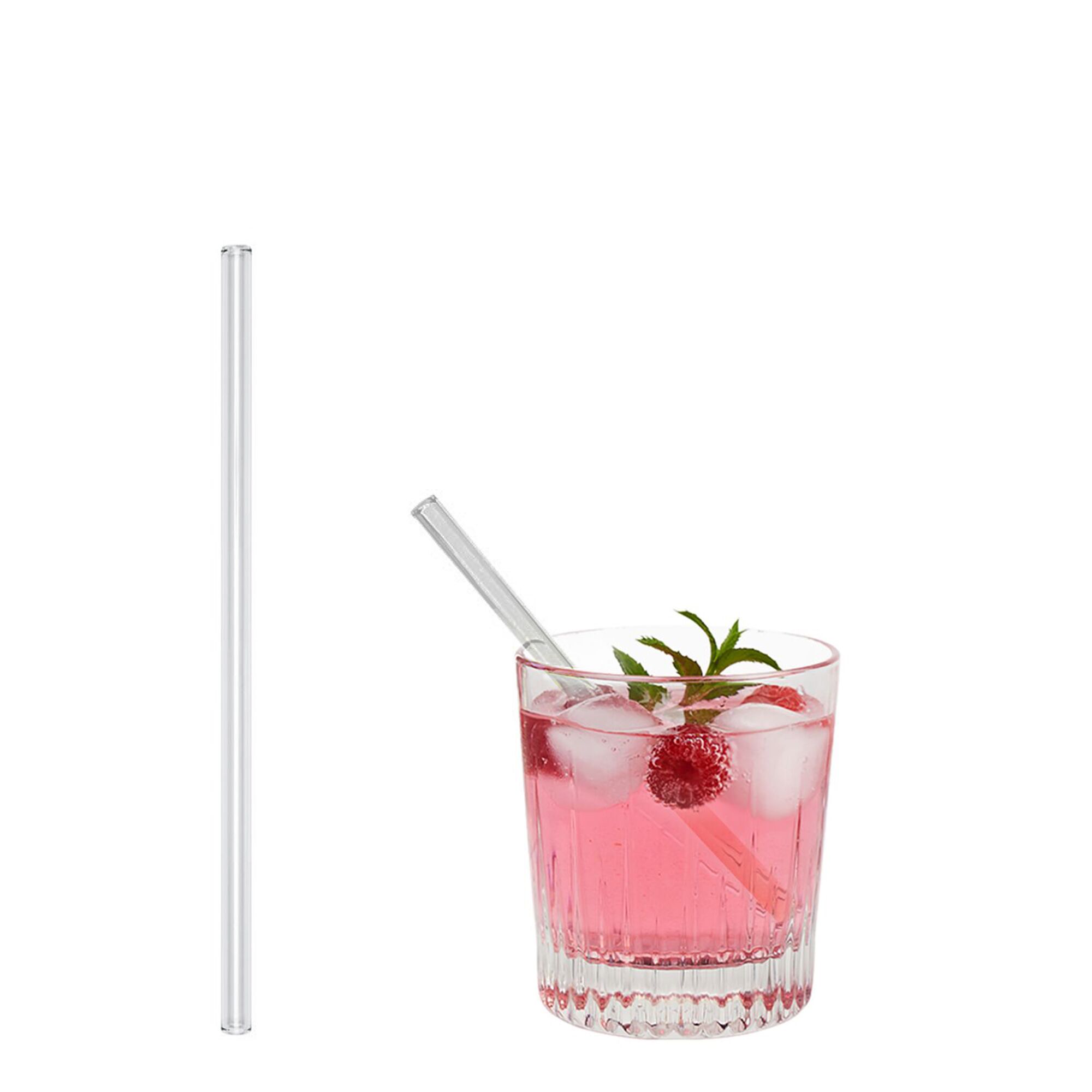 (50 pièces) Pailles en verre – 15 cm – droites – incl. brosse de nettoyage