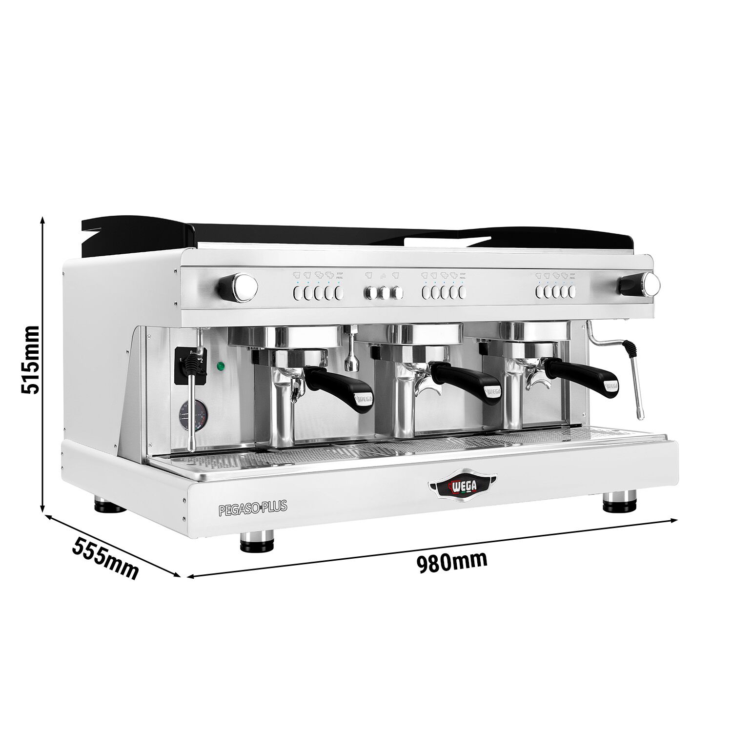 WEGA | Pegaso Plus - Espressor - 3 grupuri - 5,3 kW - cu spumător de lapte și apă fierbinte - Alb