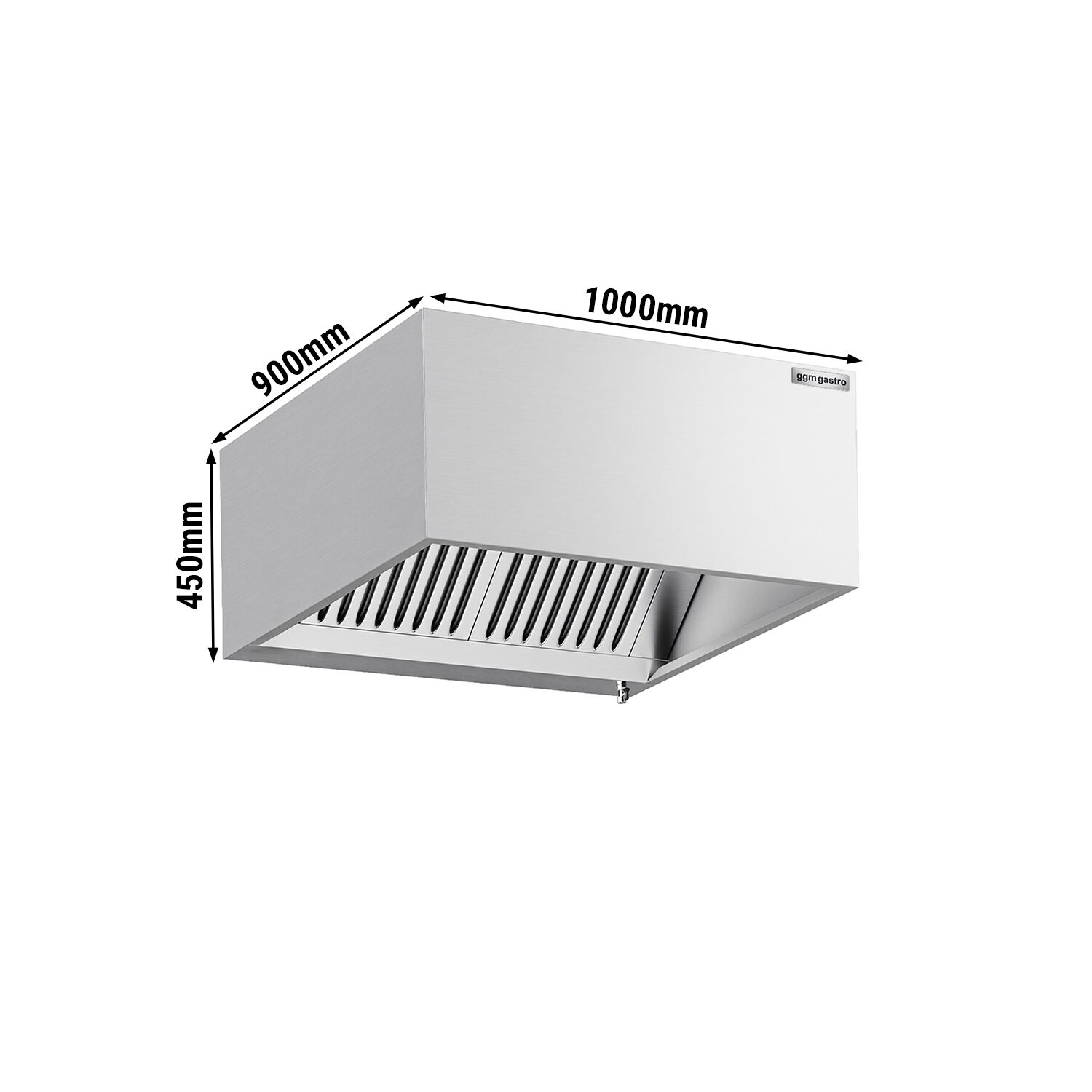 Induction box hood – 1000 mm – with filter & light – without motor