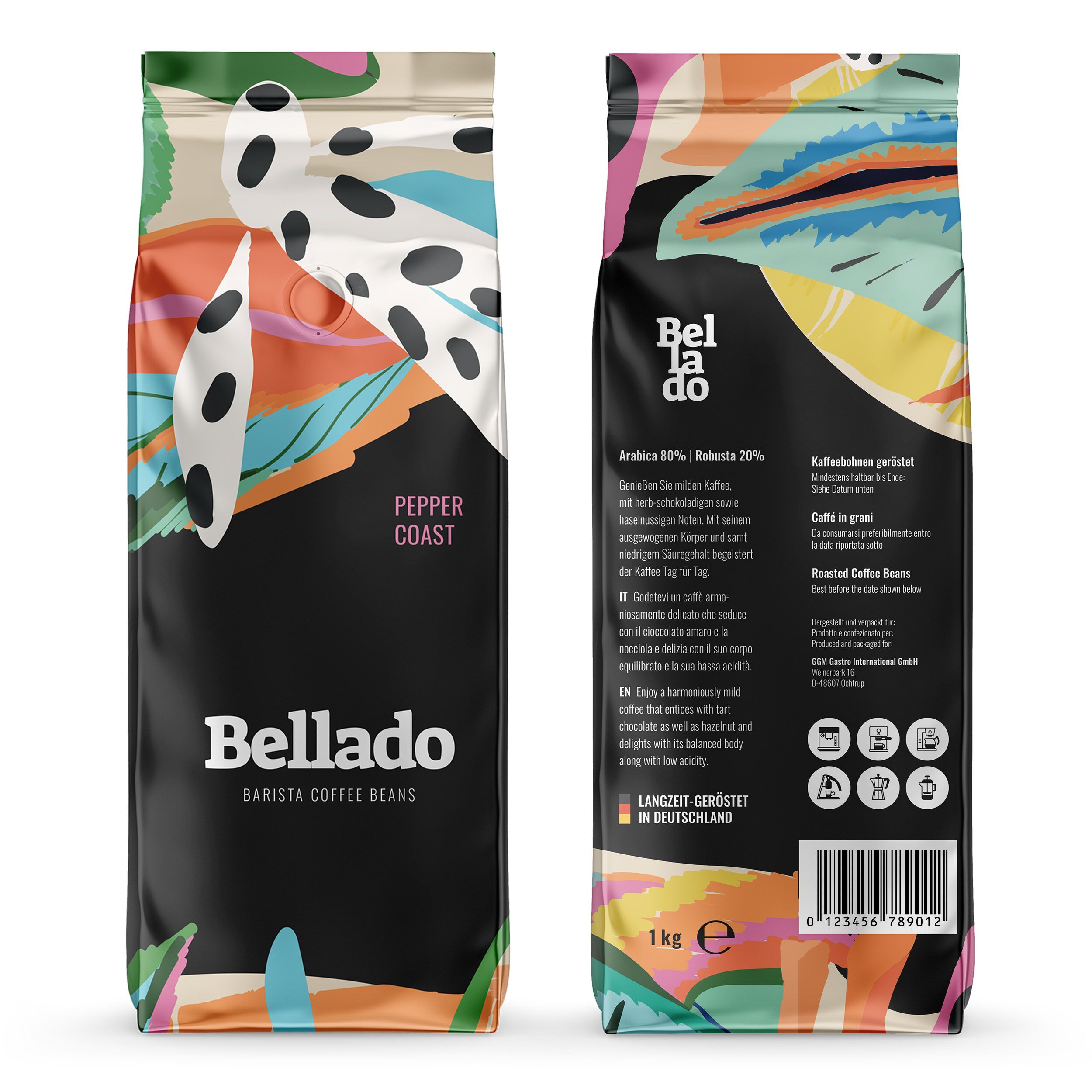 BELLADO| Pepper Coast Coffee Beans – Light Roast-Chocolate & Hazelnut-6 x 1 kg