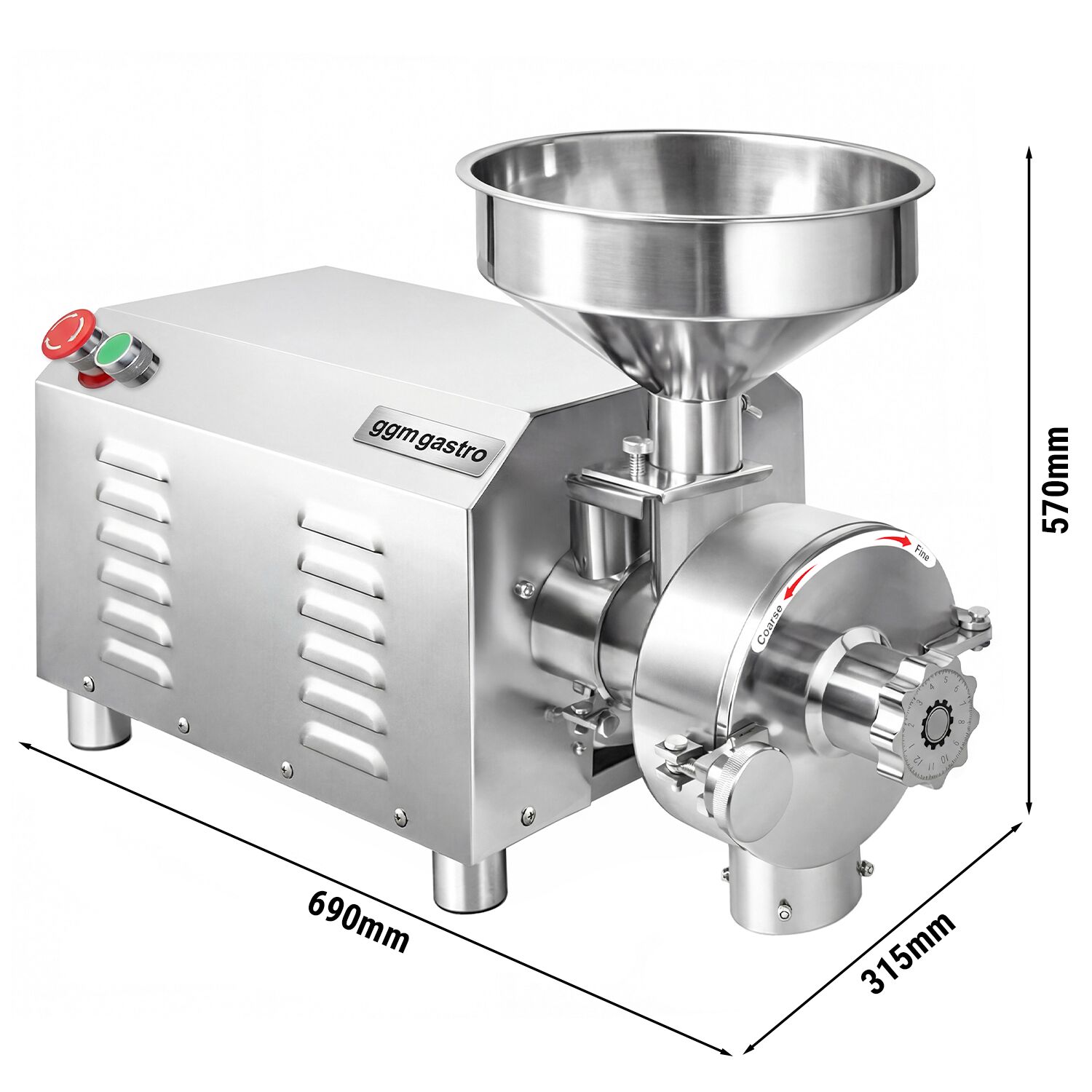 Moulin à céréales électrique Professionnel - 80kg/h - Réglage de finesse en continu - 3.6kW - 1500tr/min