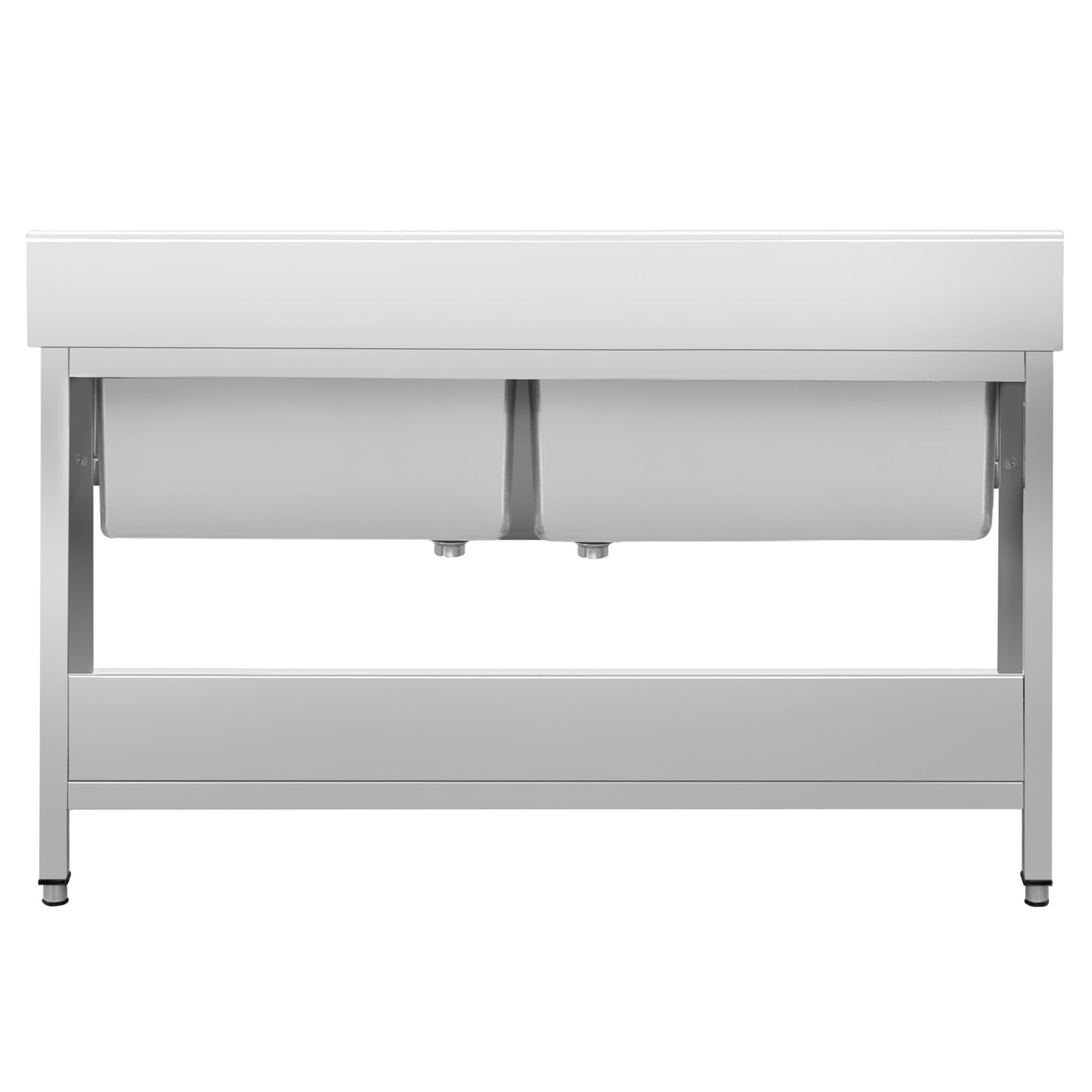 Plonge à marmites en inox PREMIUM - 2000x700mm - avec étagère basse & 2 bacs