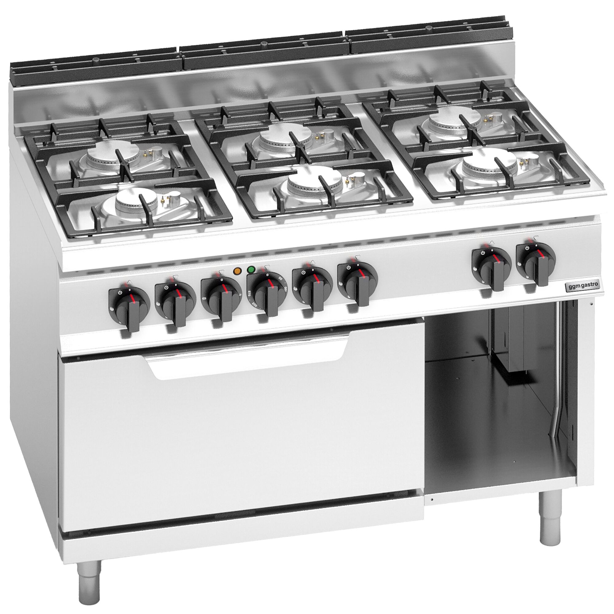 Fourneau à gaz – 33,5 kW – 6 brûleurs – avec four électrique statique – 7,5 kW