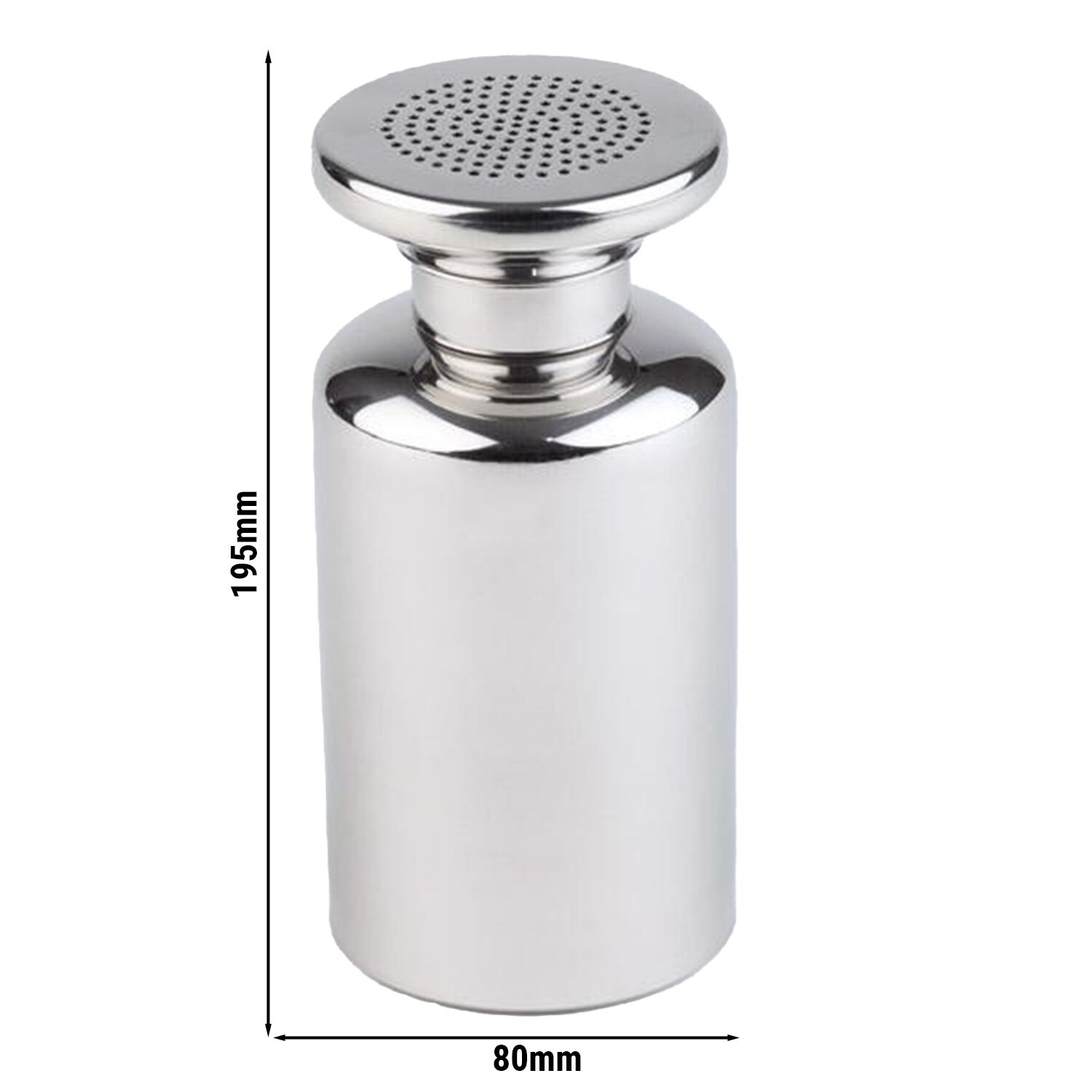 (6 pcs) Saupoudreuse - acier inoxydable - Ø80mm - Hauteur: 195mm - 600ml