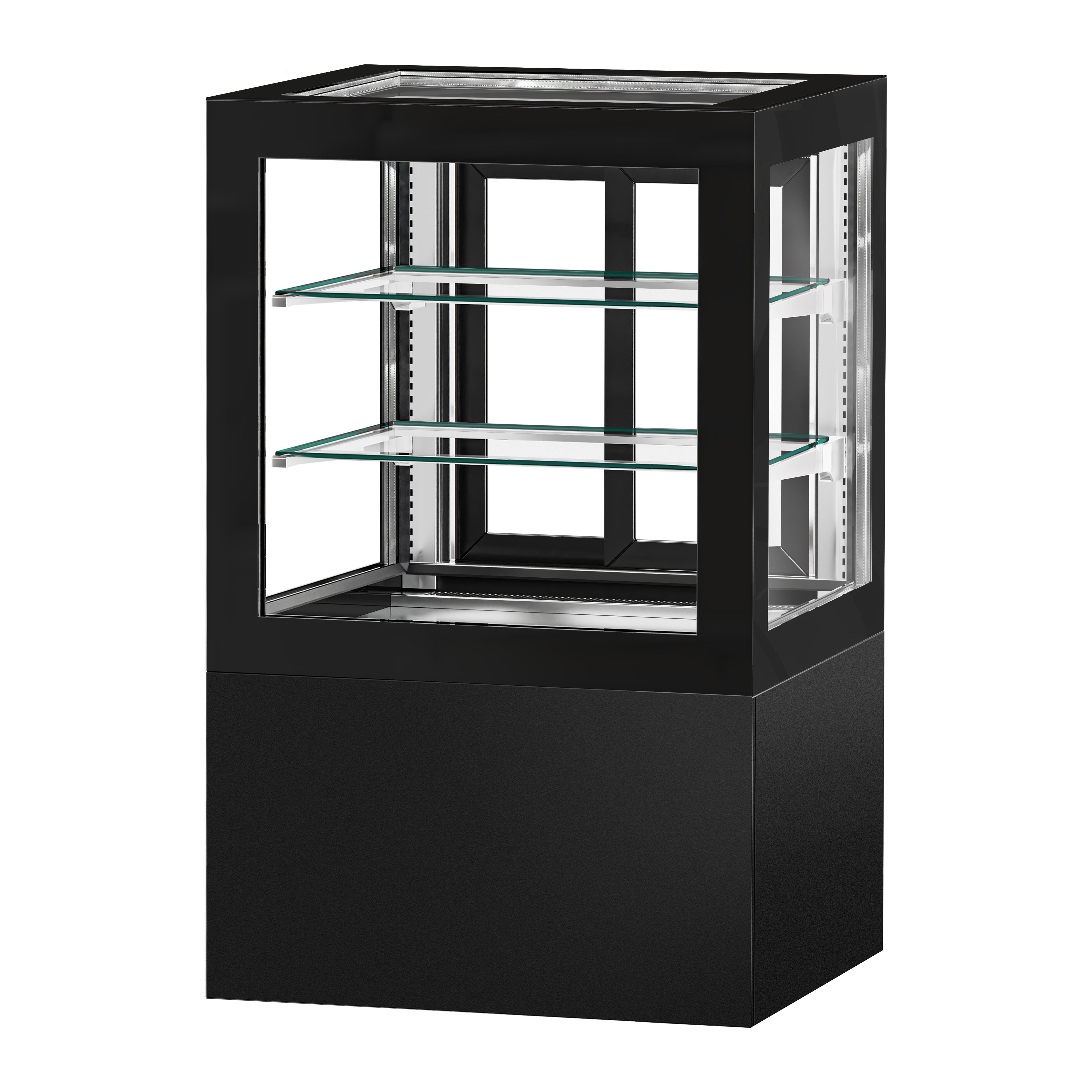Vitrine de comptoir réfrigérée - 370L - 810mm - Double vitrage - portes coulissantes vitrées arrière - Noir