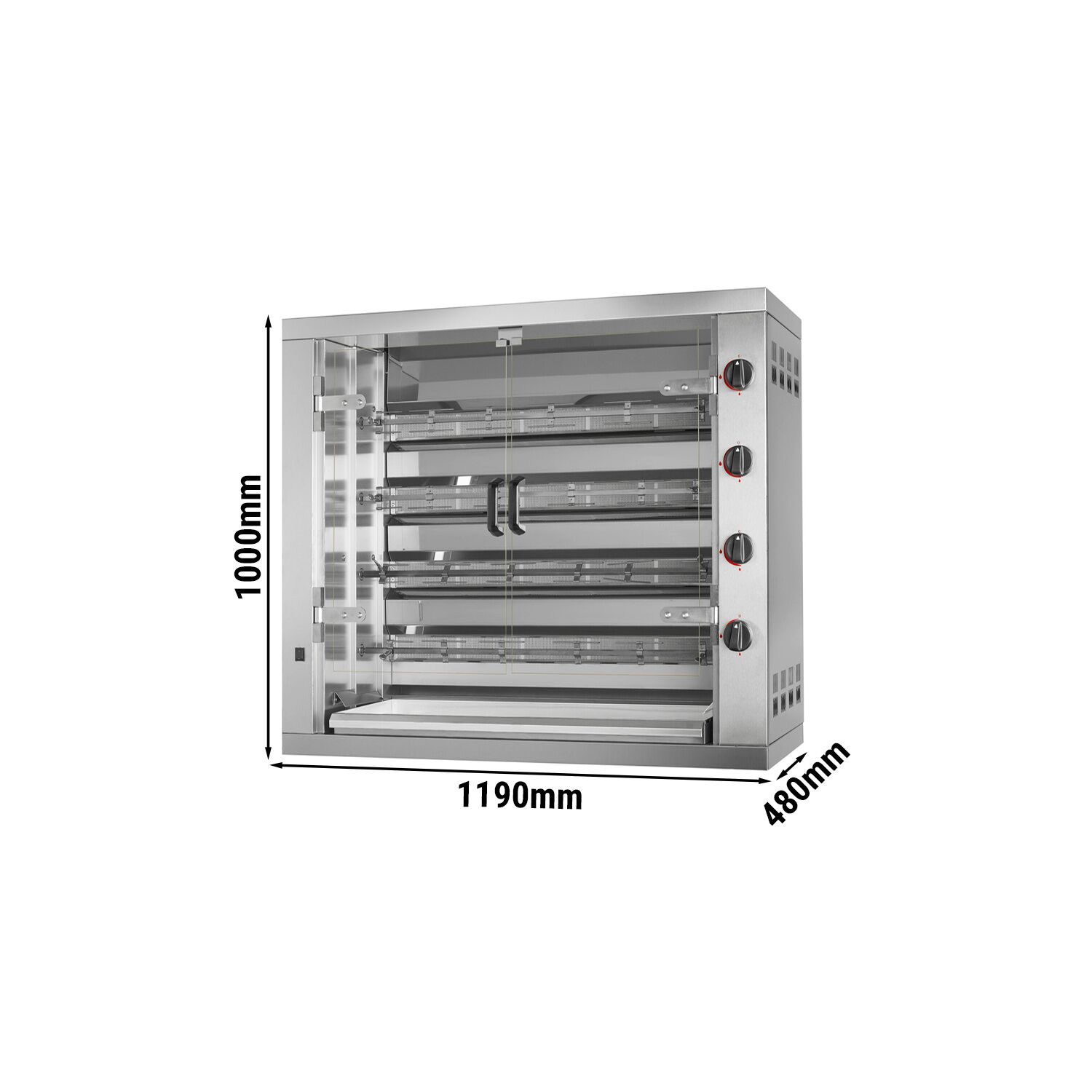 Gaz Rôtissoire à poulets Verticale - avec 4 broches pour jusqu’à 24 poulets - 23,6kW
