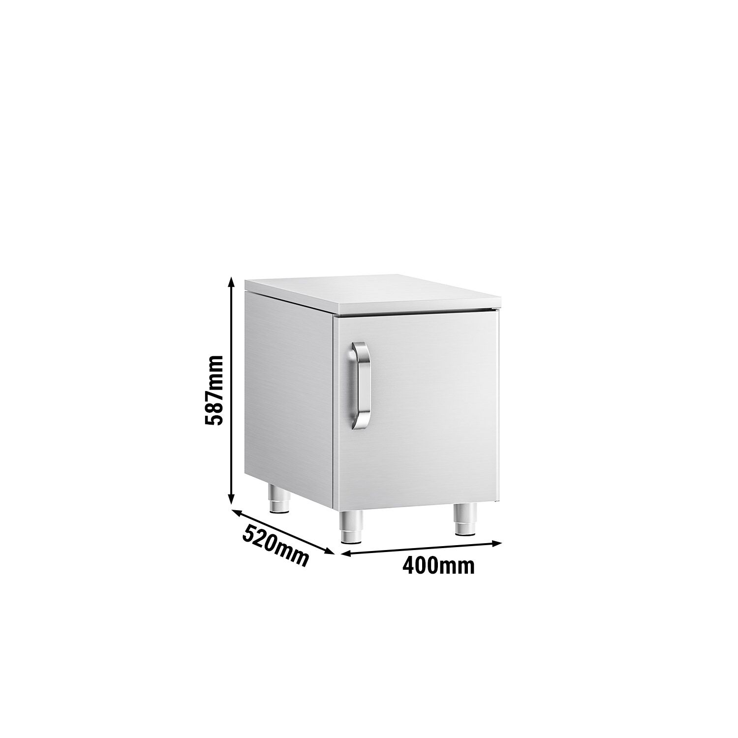 Soubassement neutre fermé en acier inoxydable - 400mm - 1 porte
