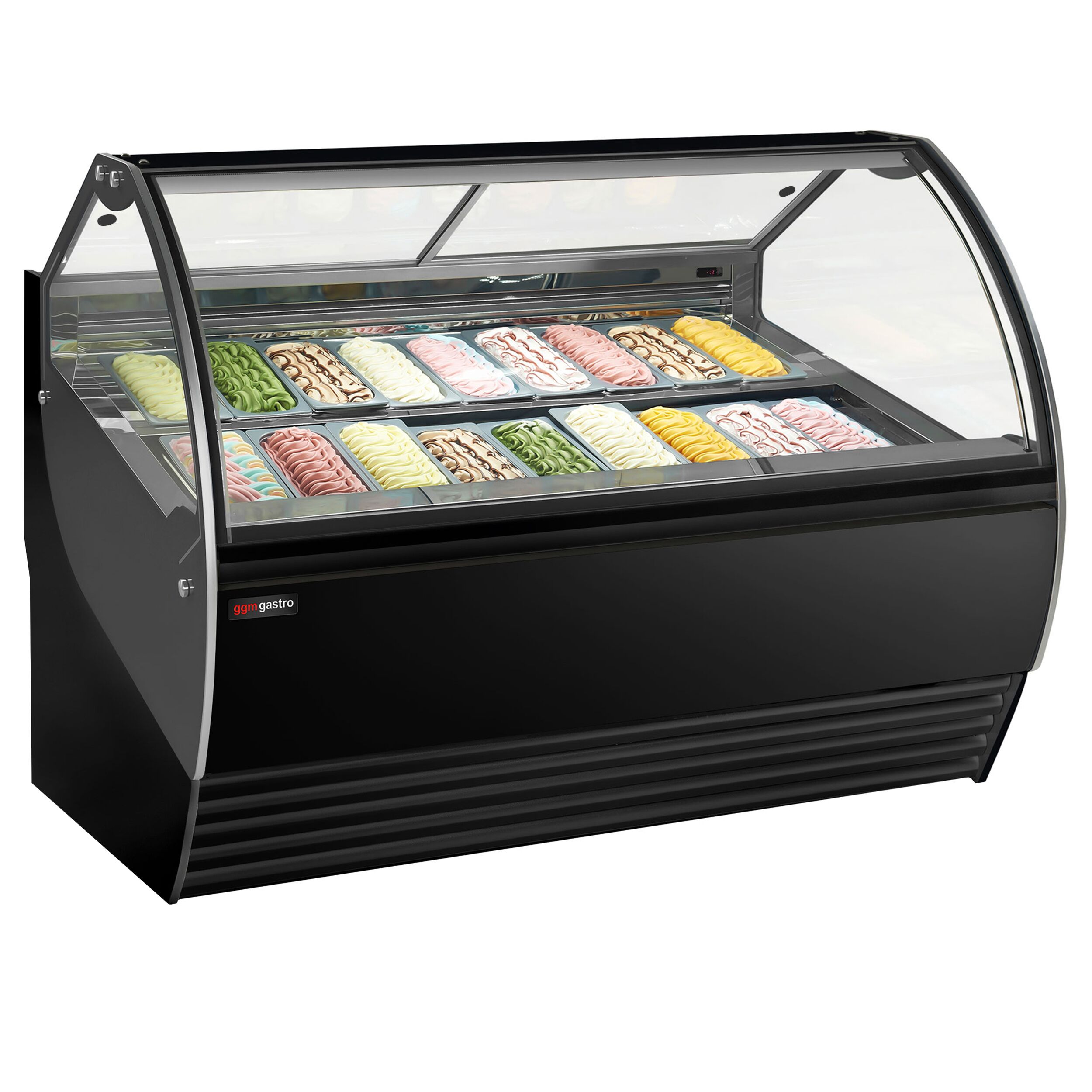 Vitrine à glace NOLAN – 1736 mm – refroidissement ventilé – pour 18 bacs à glace de 5 litres – Noir