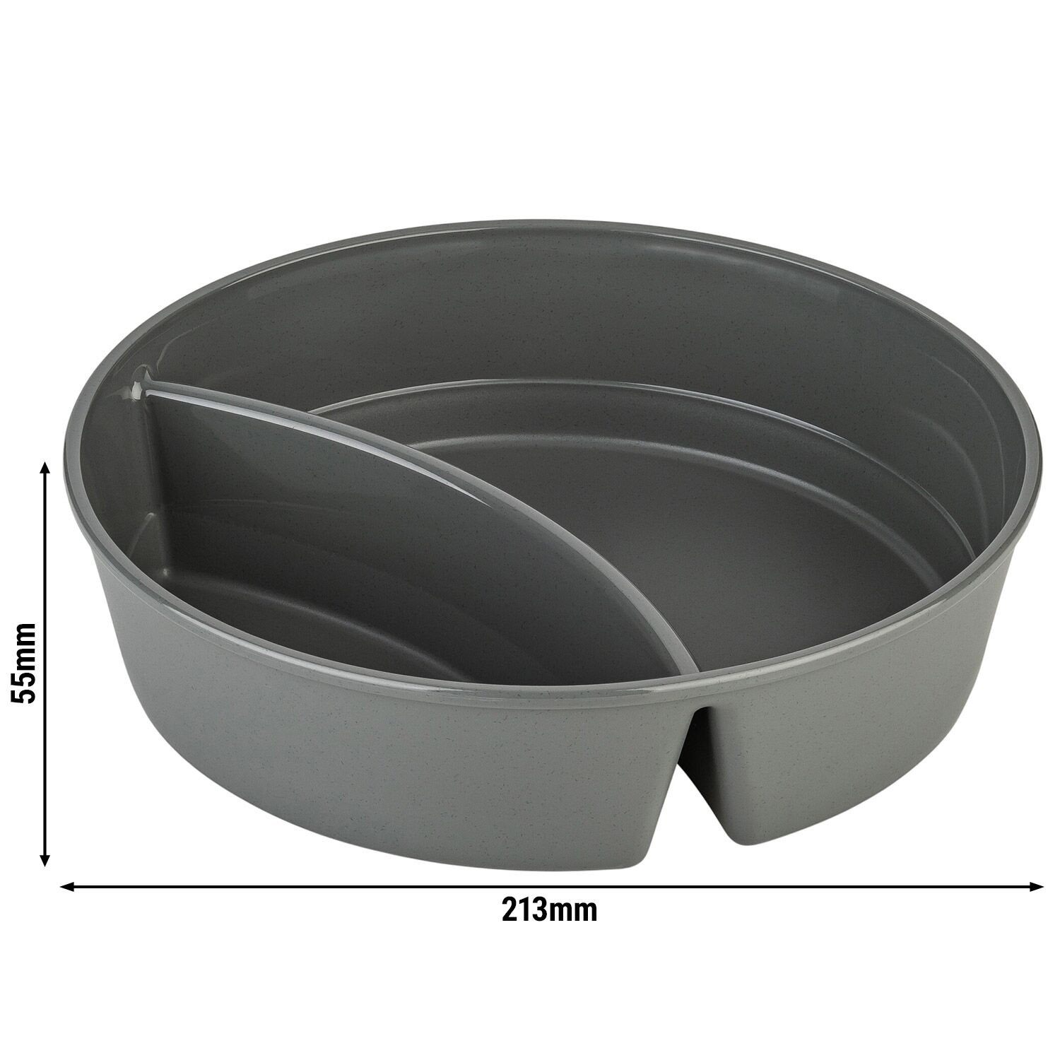 (12 pcs) Barquette réutilisable - 1100ml - 2 compartiments - Ronde - Gris
