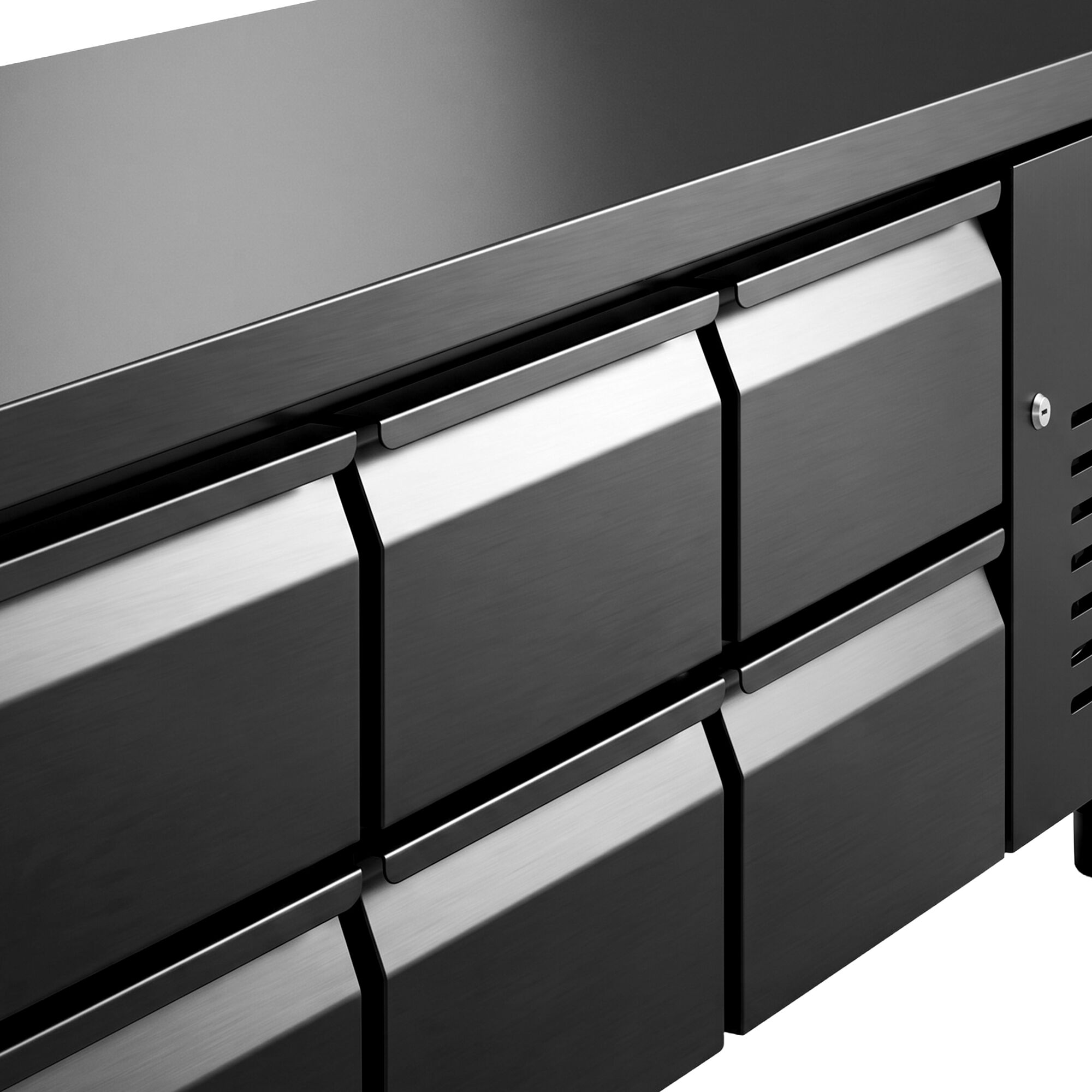 Meuble bas réfrigéré - 2000mm - 288 litres - 6x GN 1/1 tiroirs - noir mat