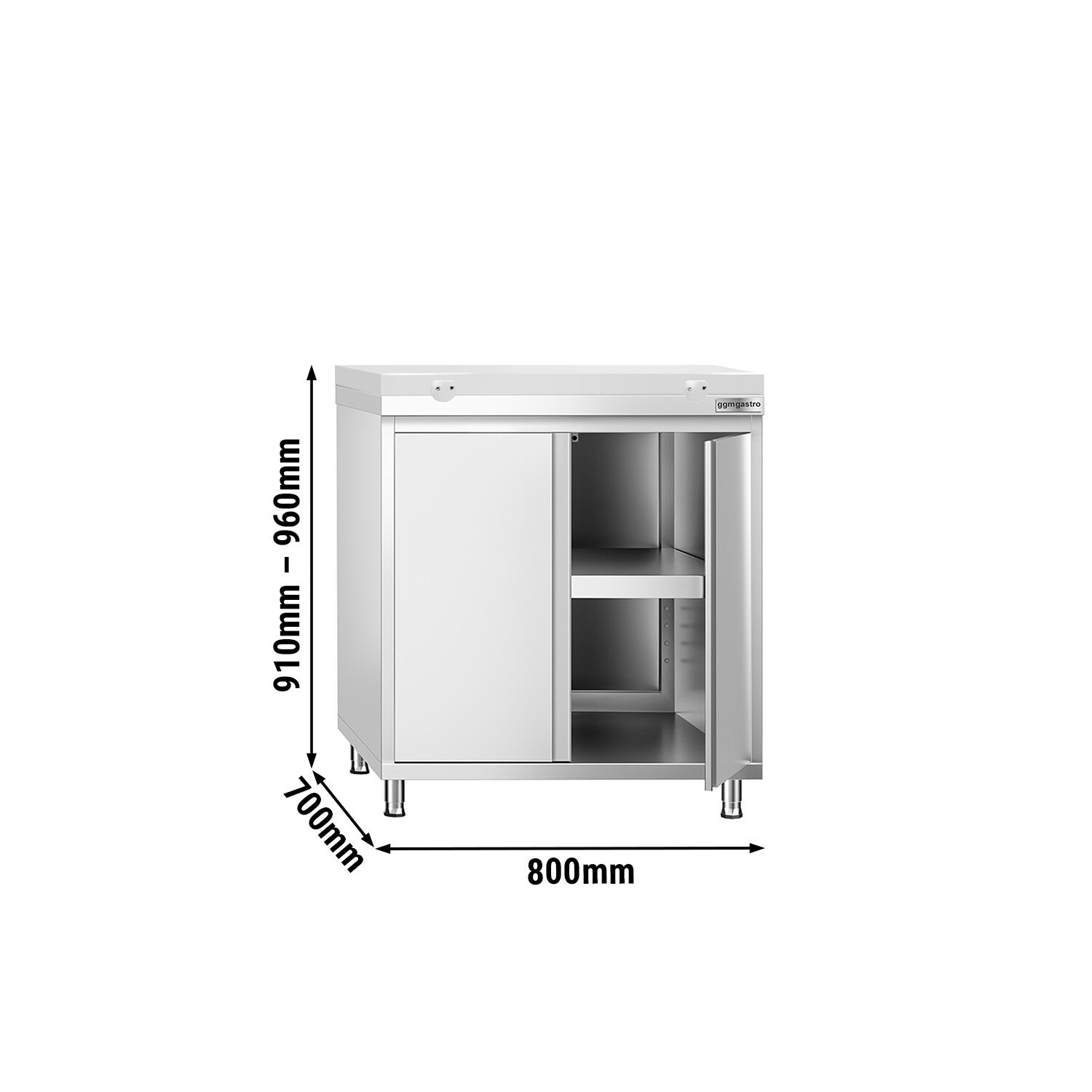 Table armoire en acier inoxydable PREMIUM - 800x700mm - avec portes battantes - pour produits céréaliers, produits laitiers