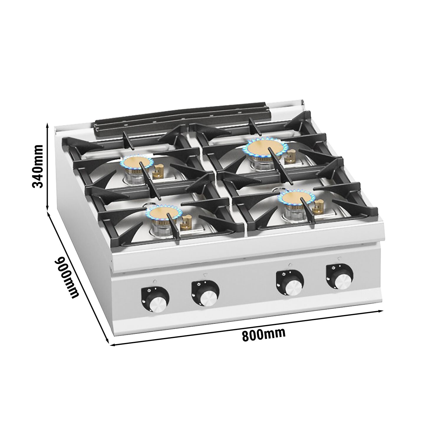 Gasherd - mit 4 Brennern - 28 kW