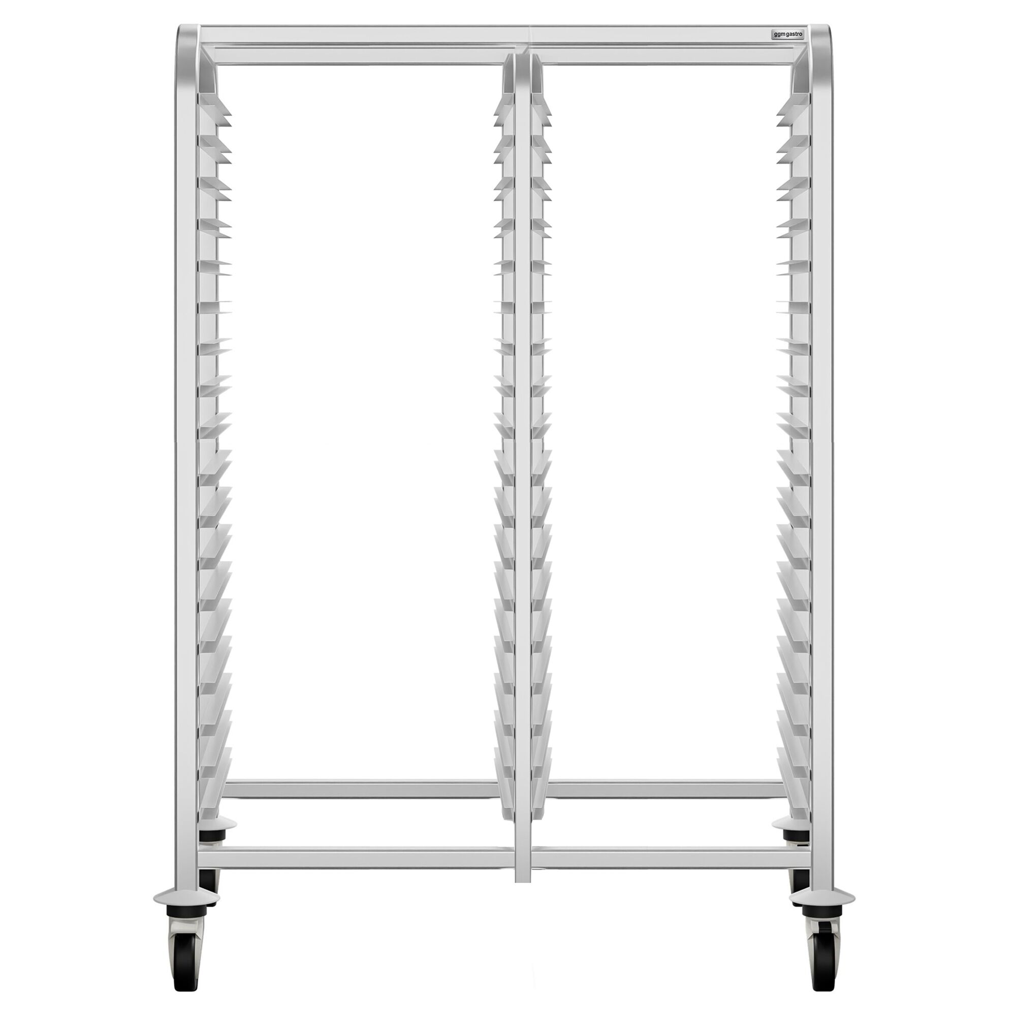 Chariot à plateaux – double – pour 30 plateaux EN 600 × 400 – avec roulettes silencieuses