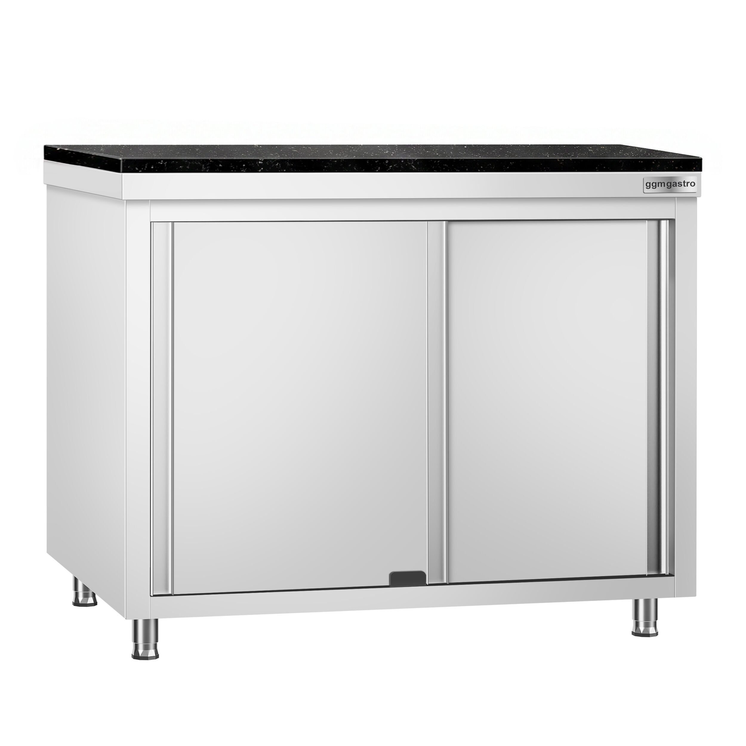 Roestvrijstalen werkkast PREMIUM - 1000 x 600 mm - met doorgeefluik - incl. granieten werkblad