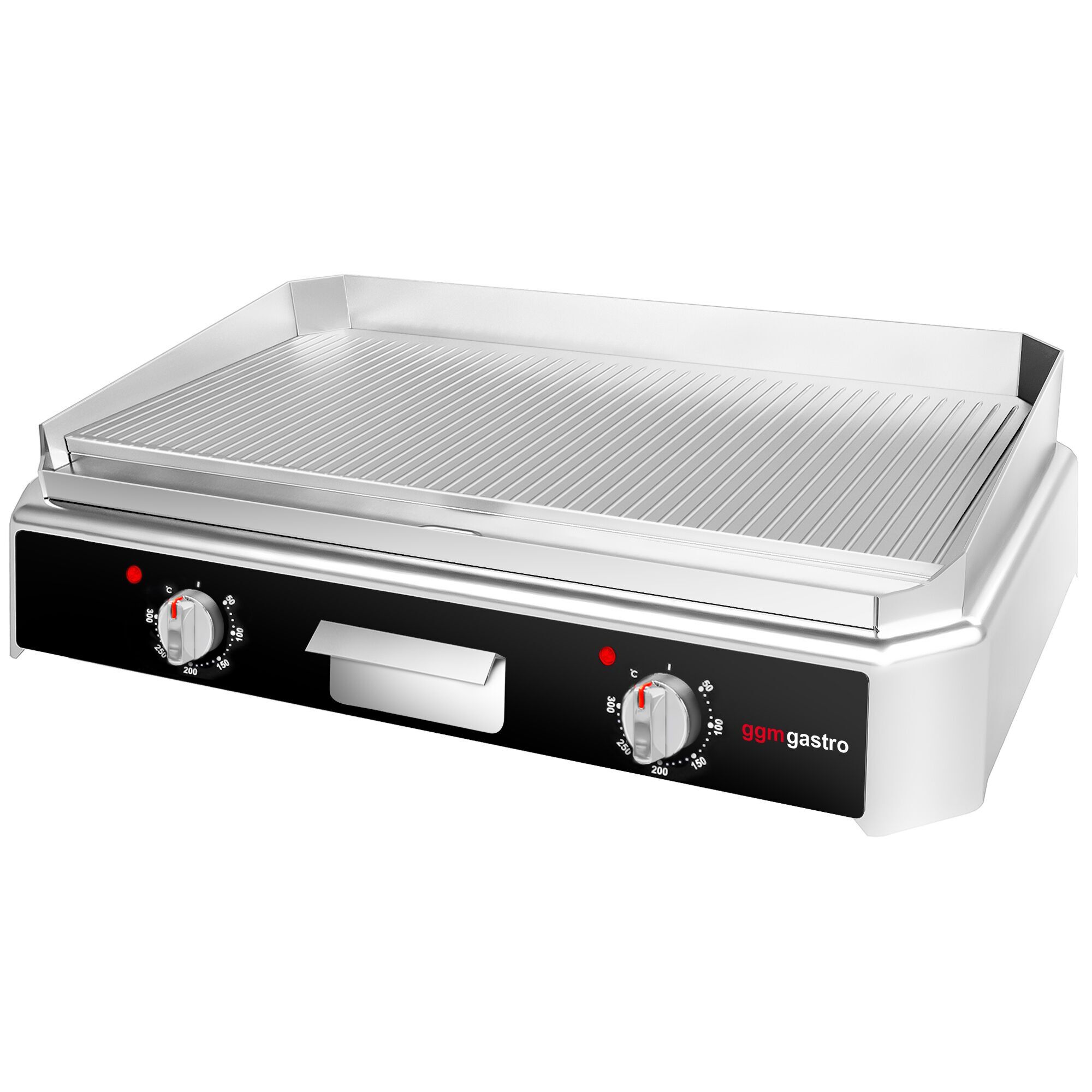Plancha électrique - plaque acier - 2 zones - 5,0 kW - Rainurée - Surface de cuisson : 790x445mm