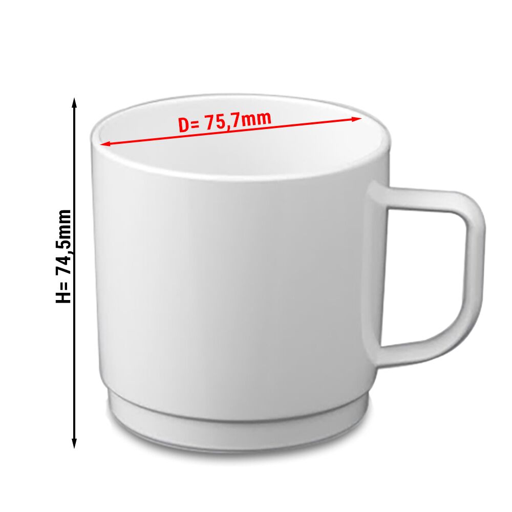 (50 pièces) Tasse en Polycarbonate - Blanche - 200 ml - Incassable