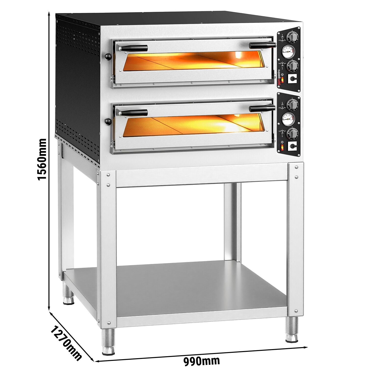 Four à pizza électrique – 6+6 x 35 cm (profondeur) – Manuel – incl. support inférieur