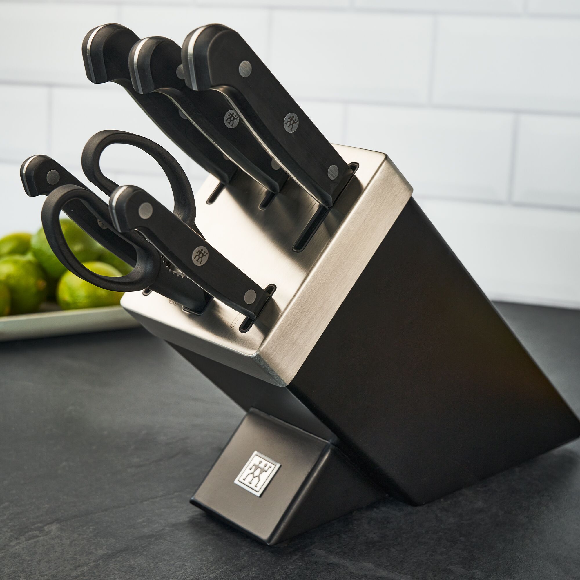 ZWILLING | GOURMET SharpBlock - Bloc de couteaux auto-aiguisant - 7 pièces - Noir        