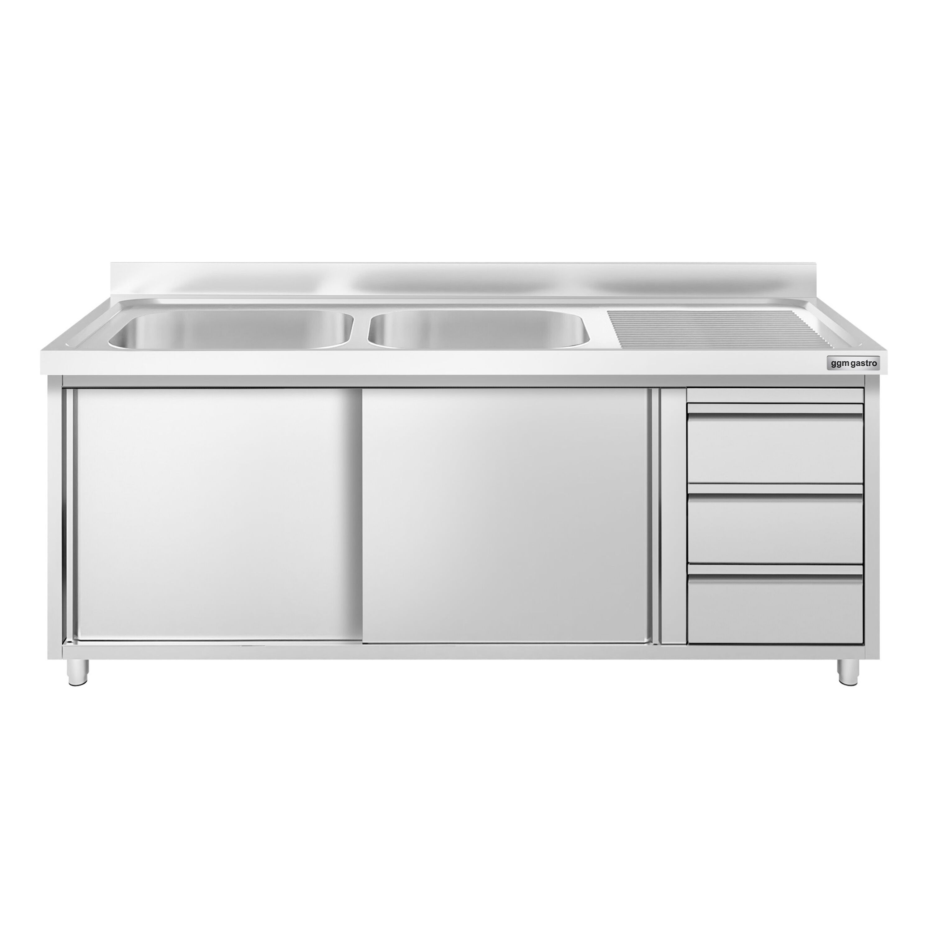 Meuble plonge PREMIUM - 1800x600mm - 2 bacs - 3 tiroirs