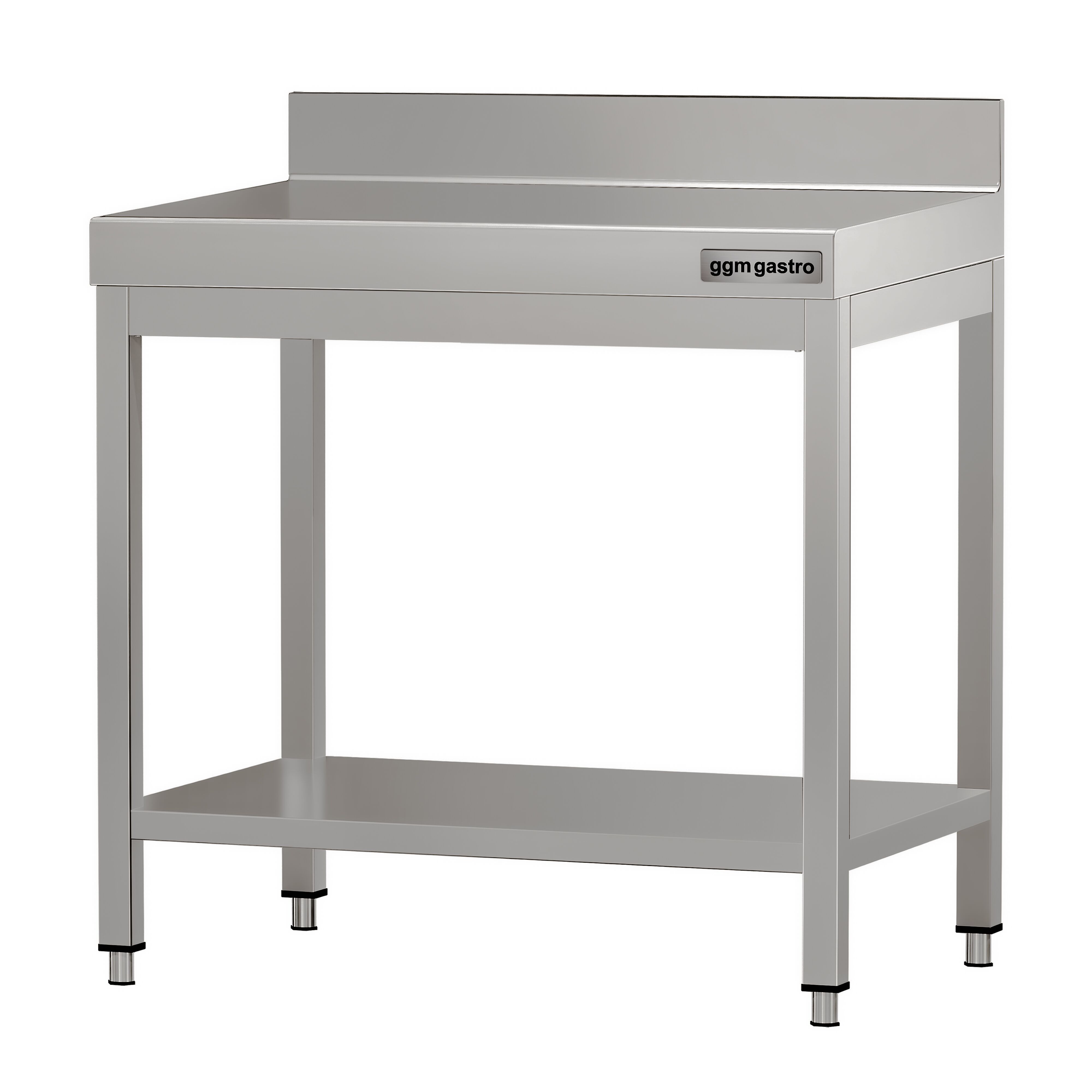 Table de travail en inox ECO – 600 × 700 mm – avec tablette inférieure & dosseret
