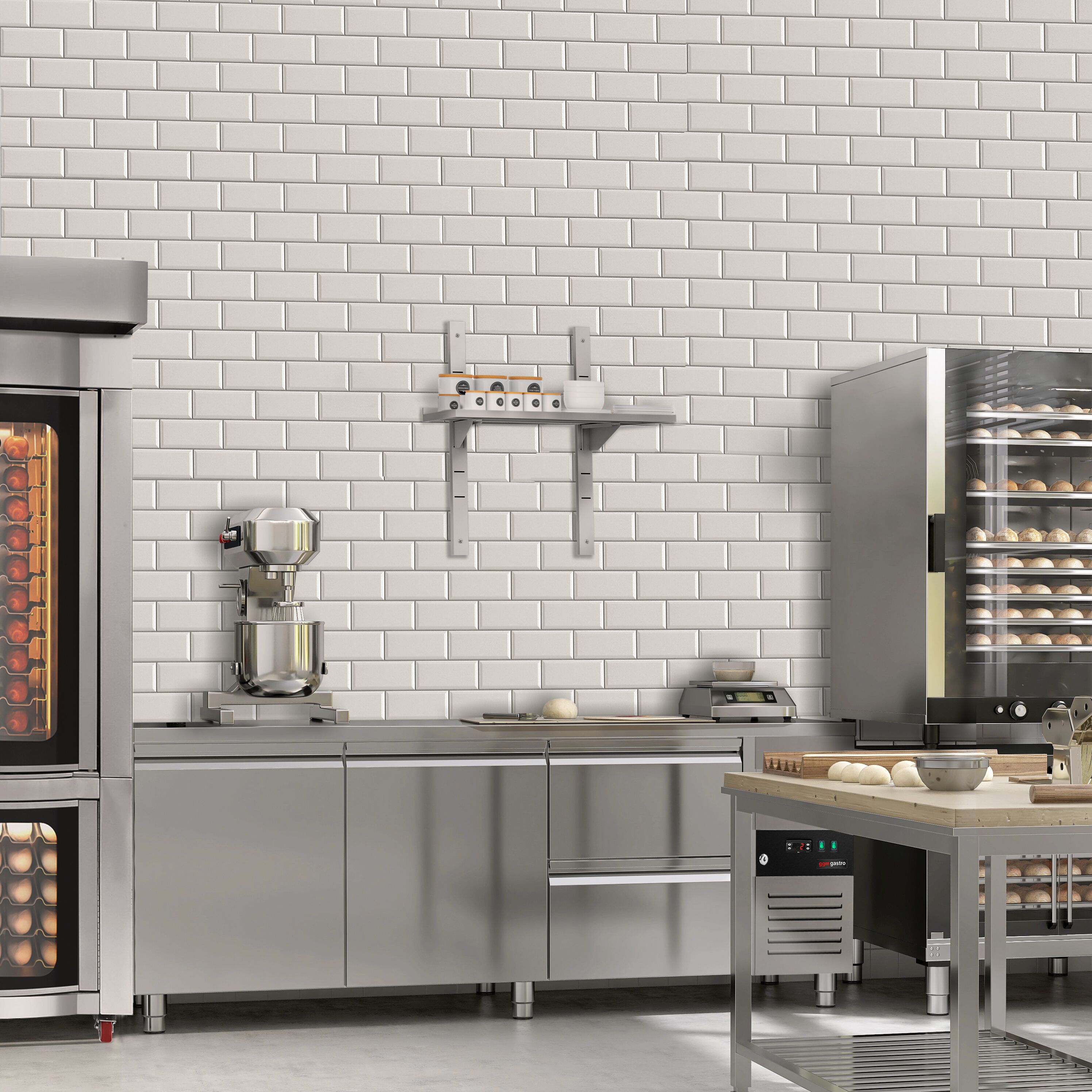 Étagère murale ECO en inox - 600 × 400 mm - avec 3 étages