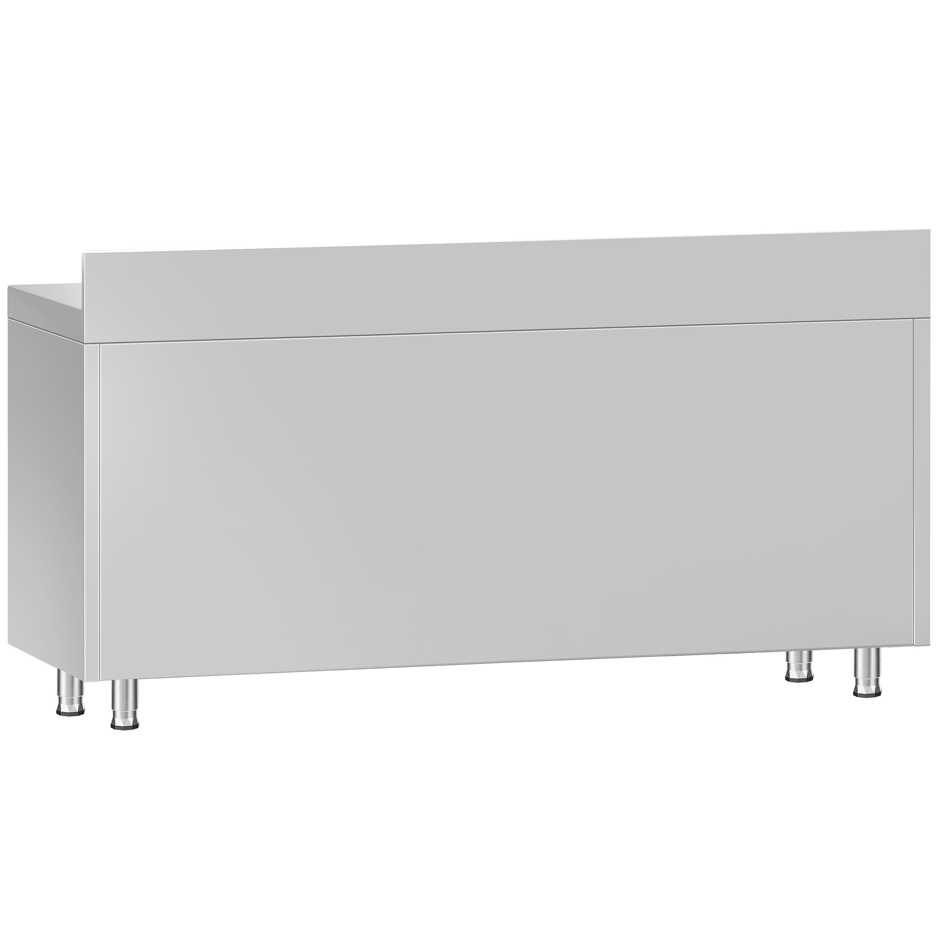 Table armoire en acier inoxydable ECO - 2000x600mm - avec portes coulissantes, 3 tiroirs à droite et étagère basse - avec dosseret