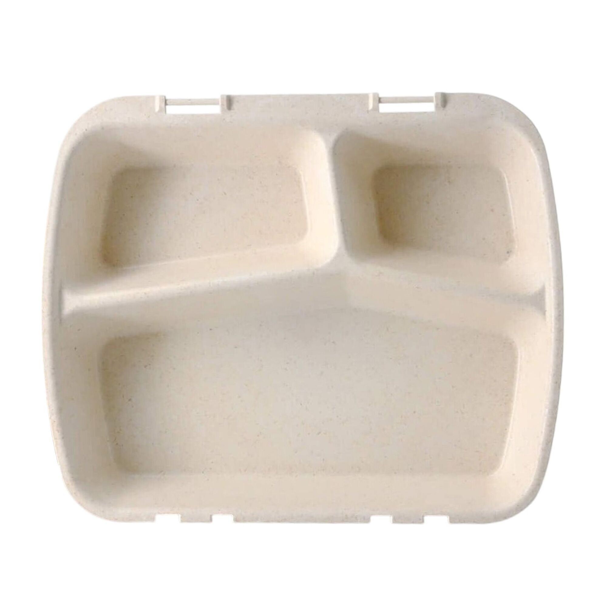 (60 pcs) Barquette réutilisable 3 compartiments - 245x200mm - Crème - Empilable
