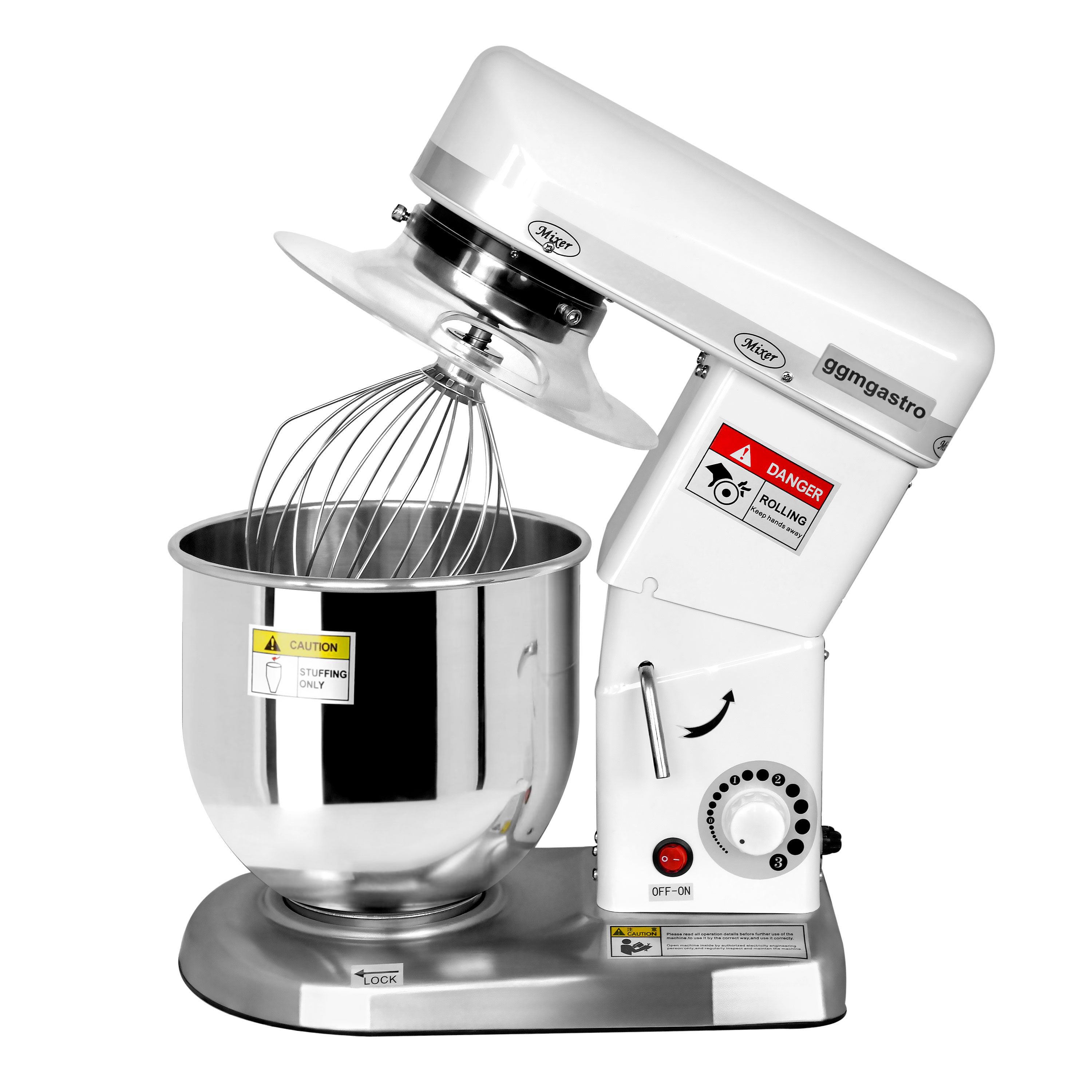 Batteur-mélangeur planétaire professionnel - 7L - 500W - incl. 3 outils
